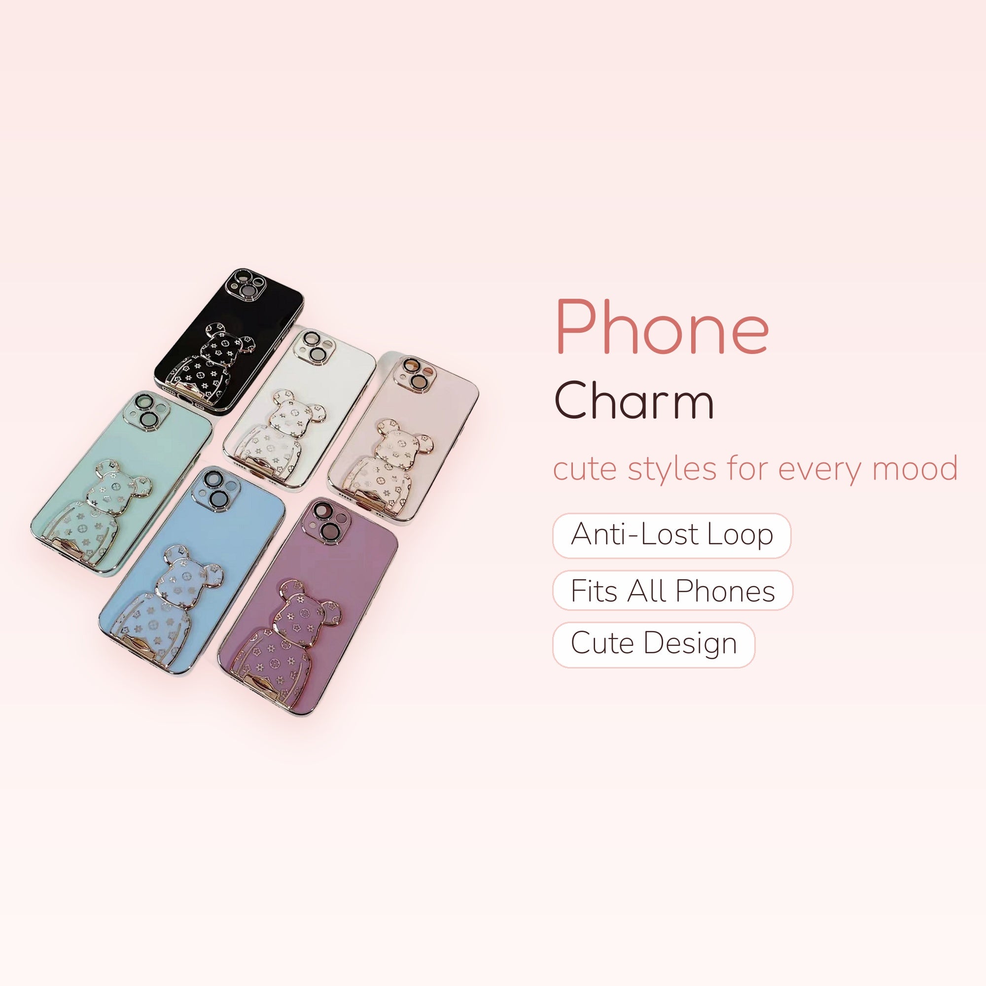 Gradient Glitter Quicksand Bracket Phone Case for iPhone | SIMPLYBUBBI Phone Charm