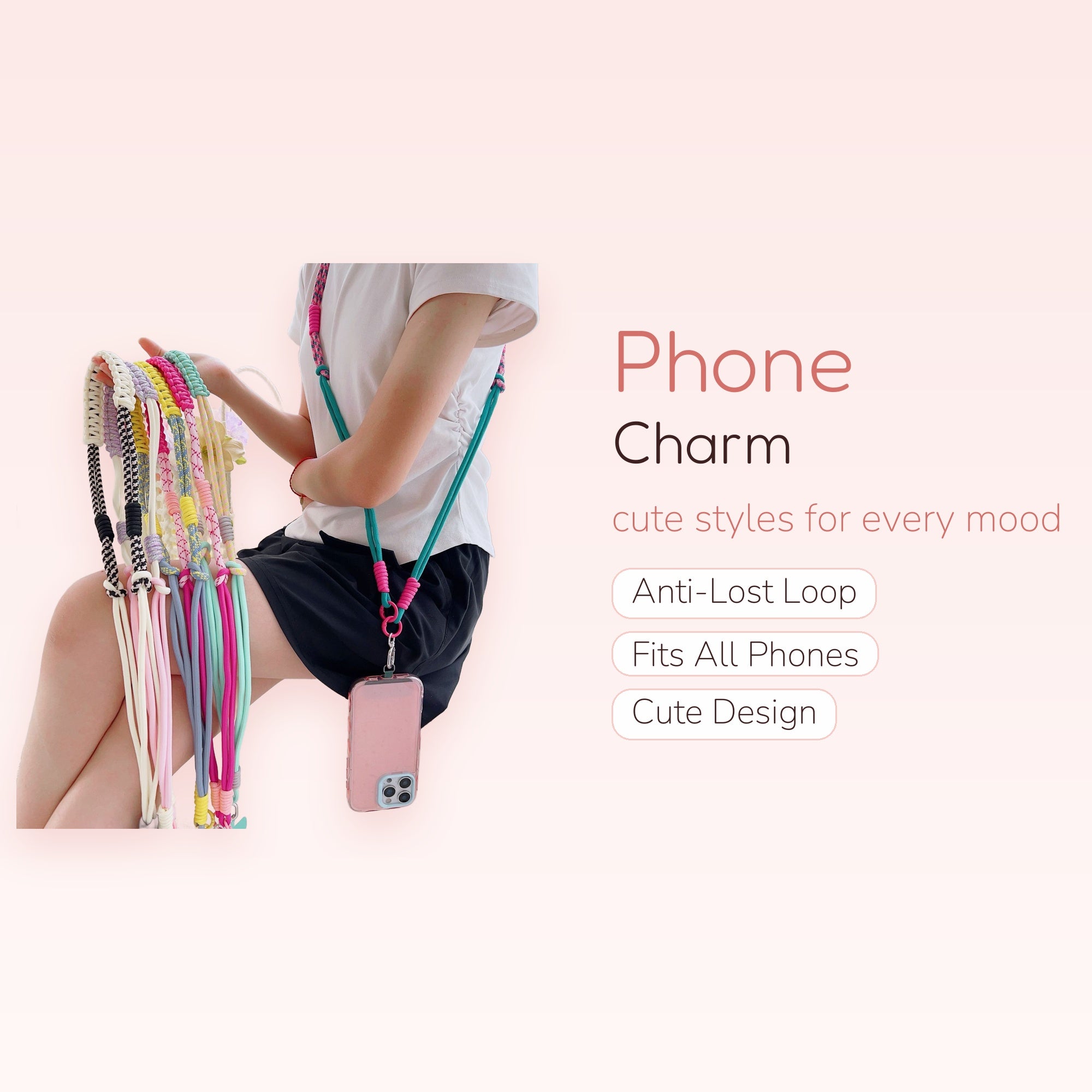 Colorful Braided Rope Phone Lanyard | Aesthetic Crossbody Phone Strap