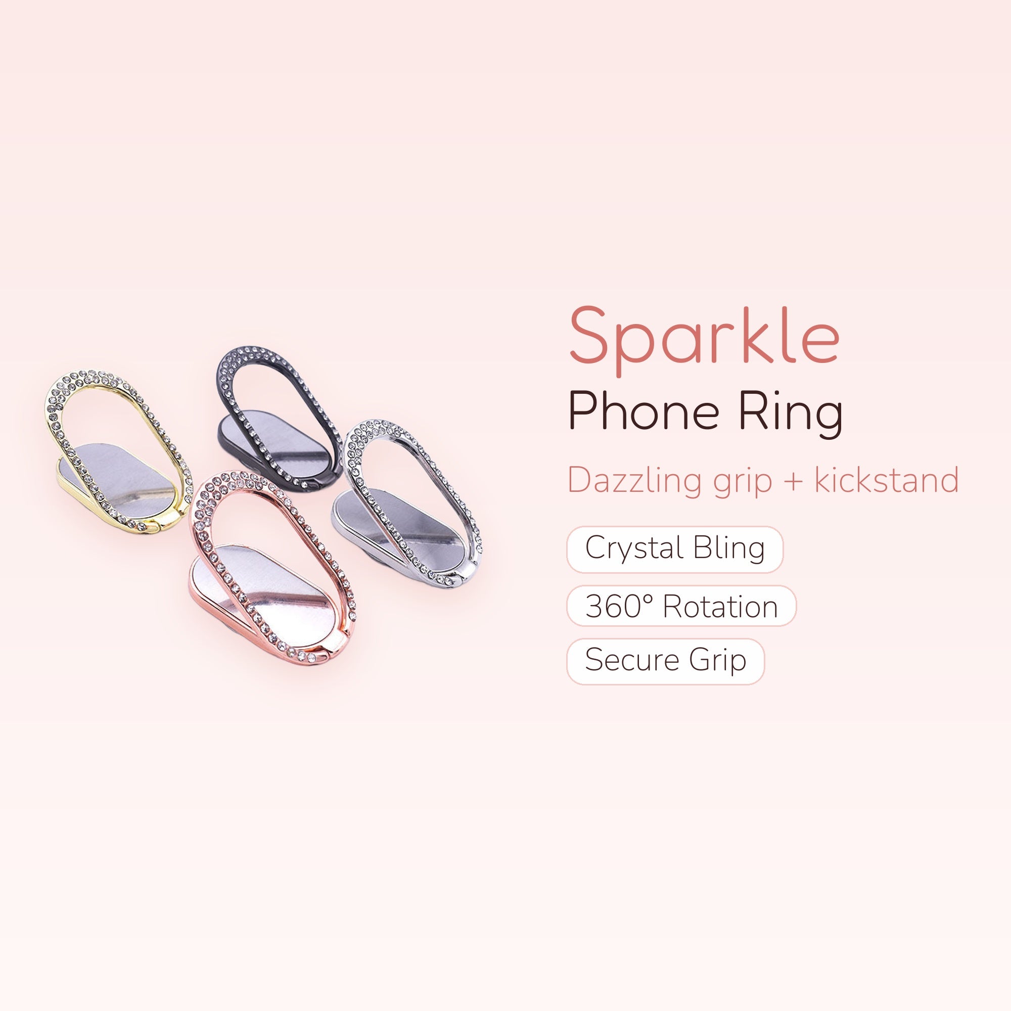 Sparkle Crystal Phone Ring Holder | 360° Rotating Kickstand Grip