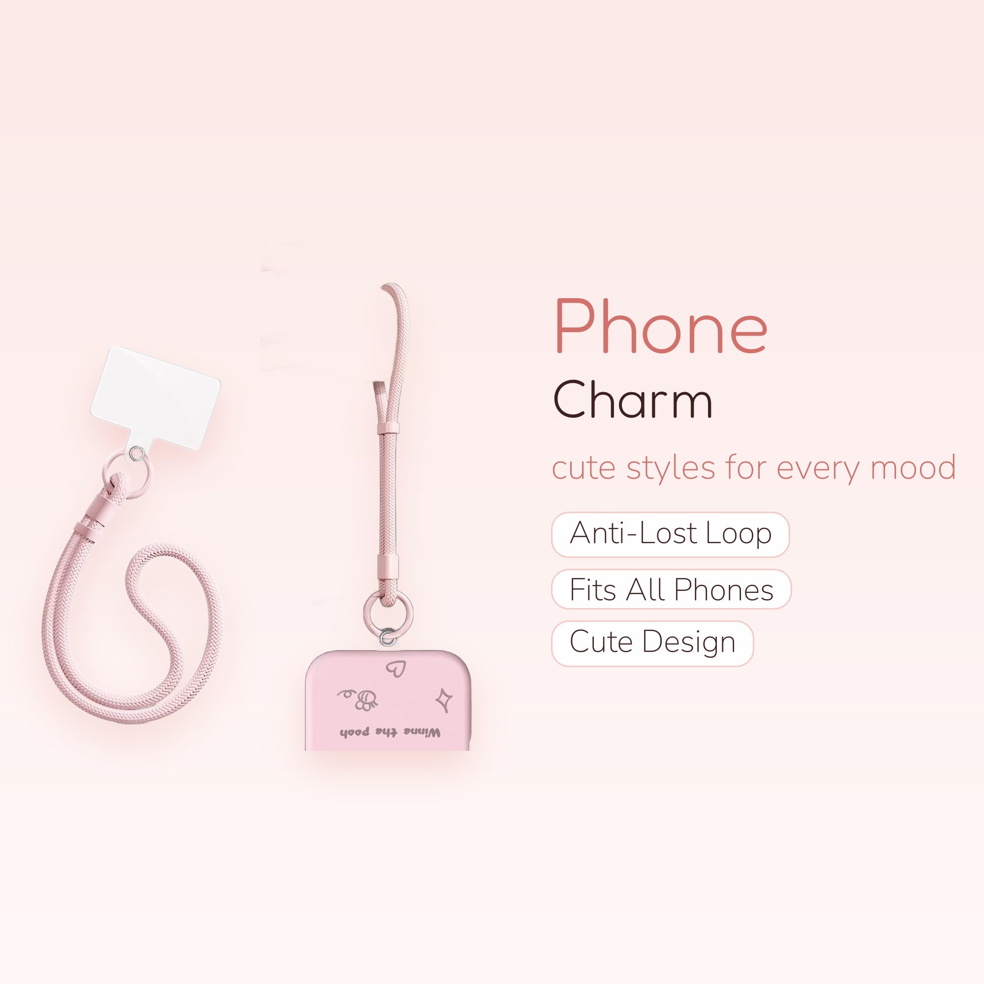 Adjustable Pink Braided Phone Wrist Strap | Cute Anti-Loss Lanyard