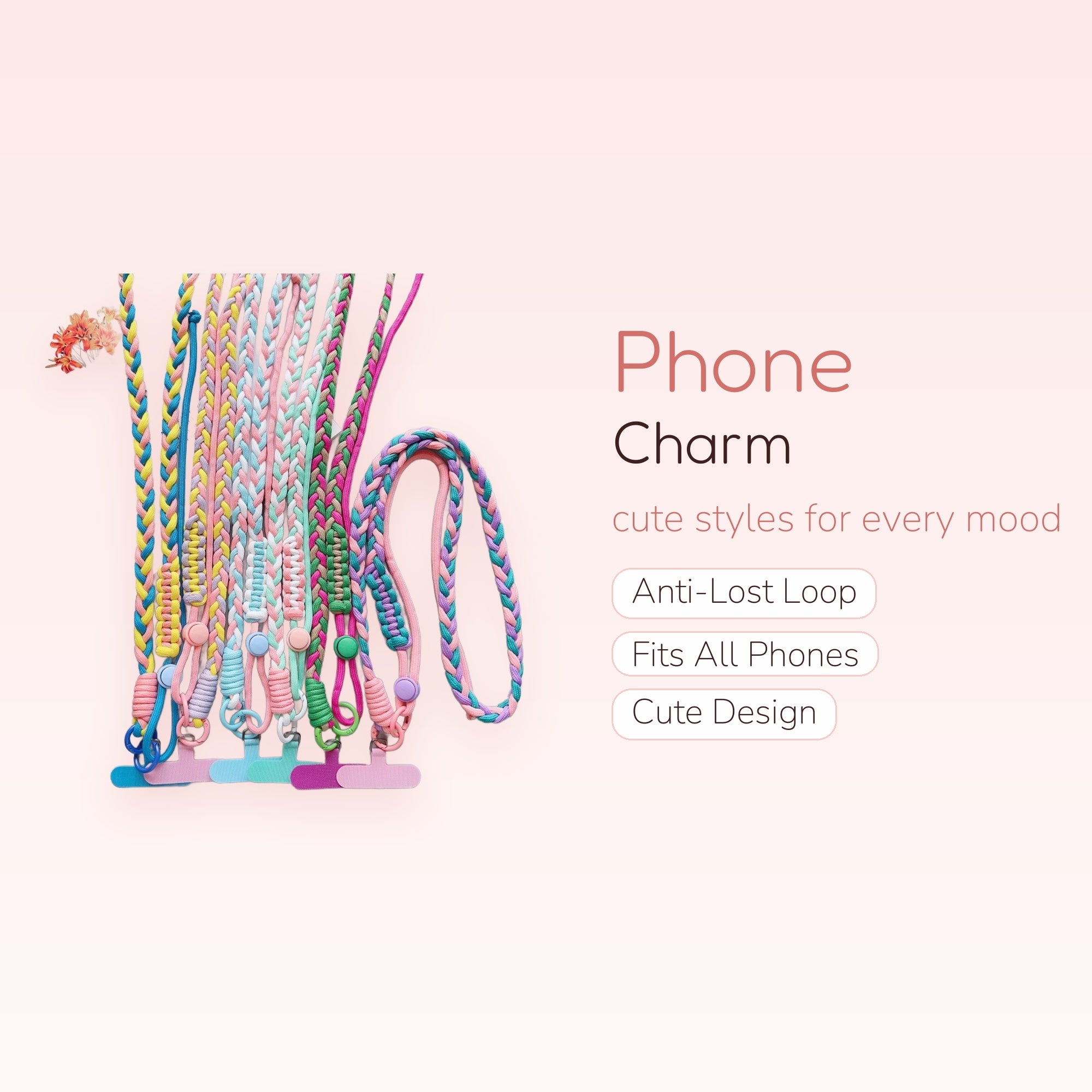 Braided Rainbow Phone Lanyard | Colorful Woven Crossbody Strap