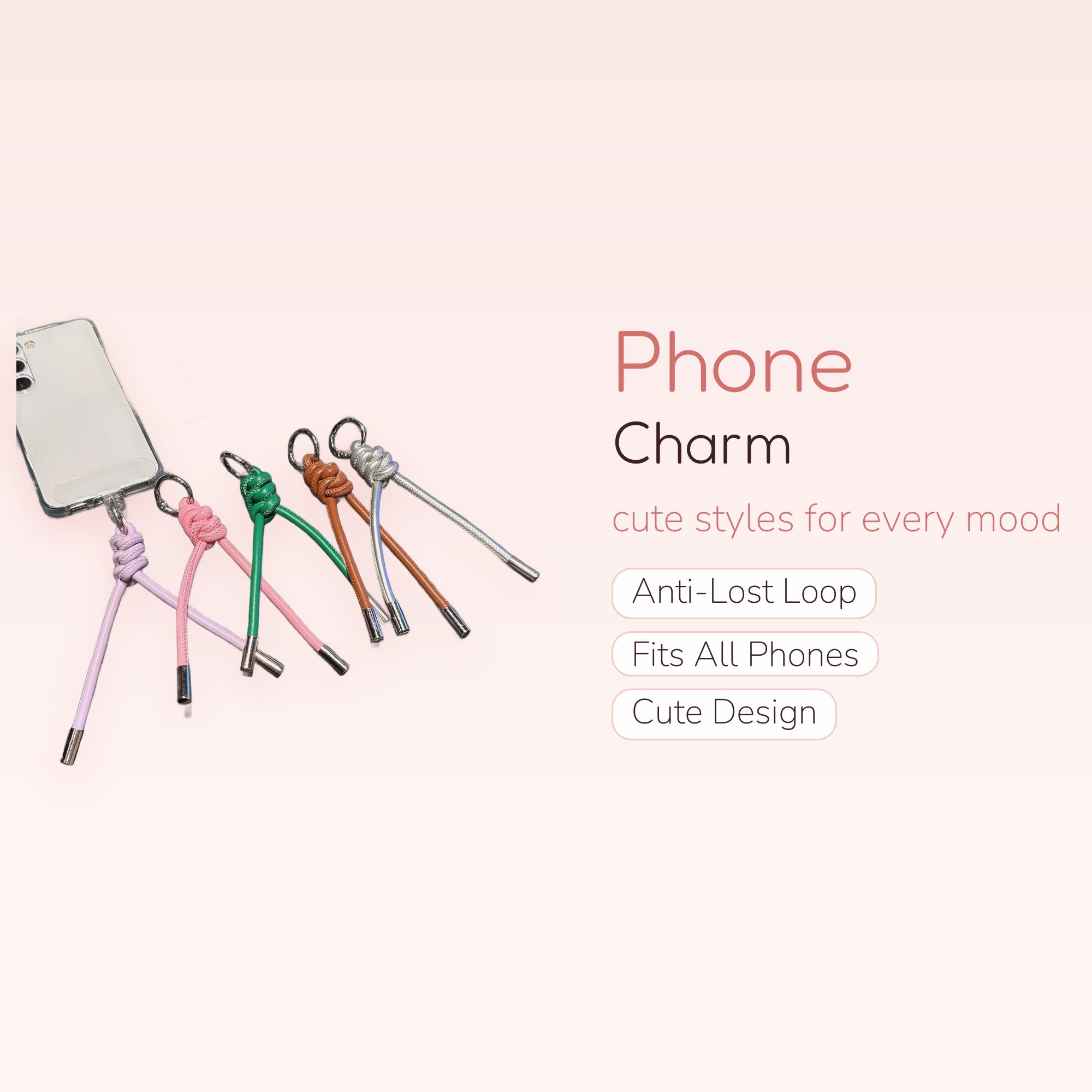 Aesthetic Knotted Leather Phone Charm | Colorful Braided Wrist Lanyard