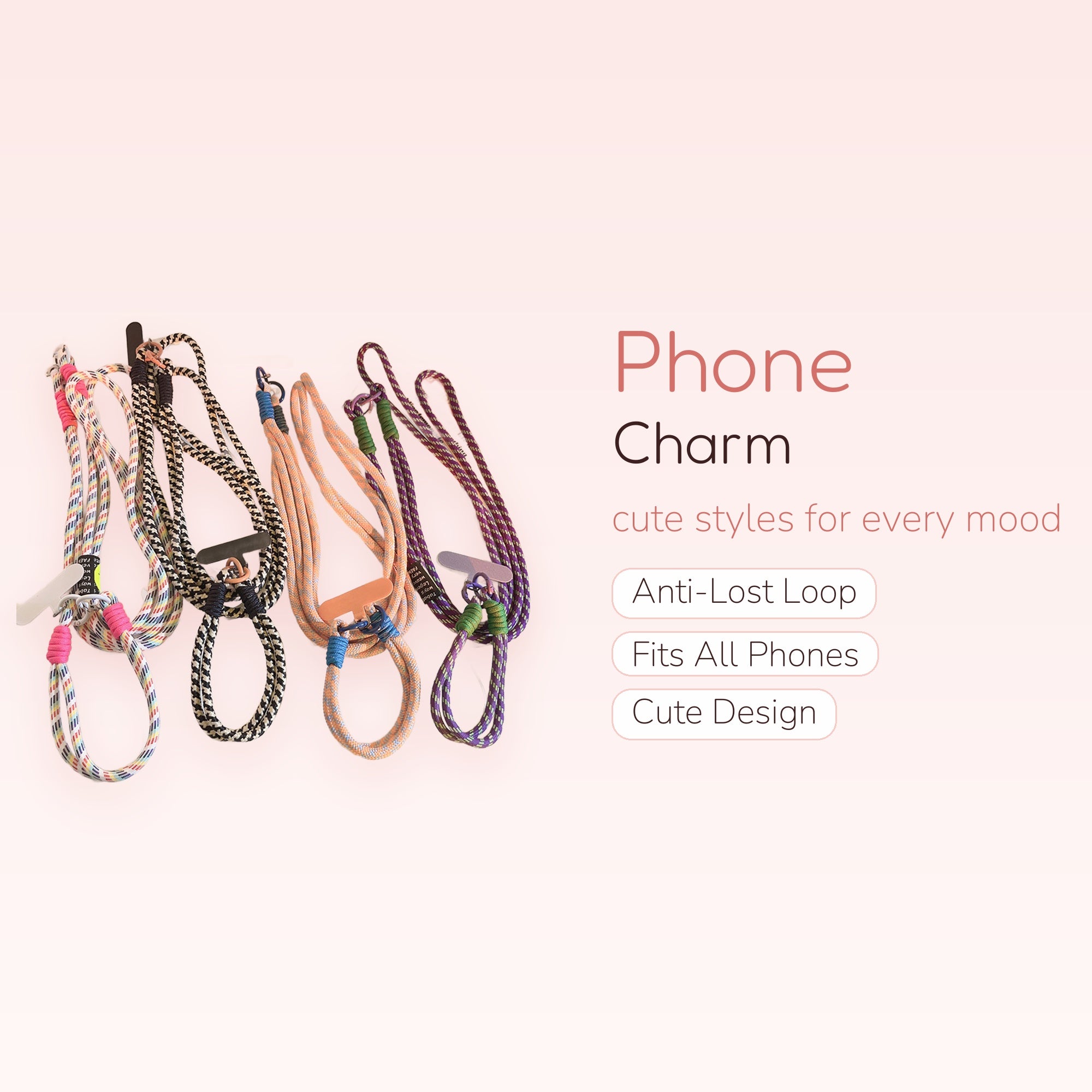 Colorful Braided Rope Phone Lanyard | Aesthetic Crossbody Strap with Phone Patch