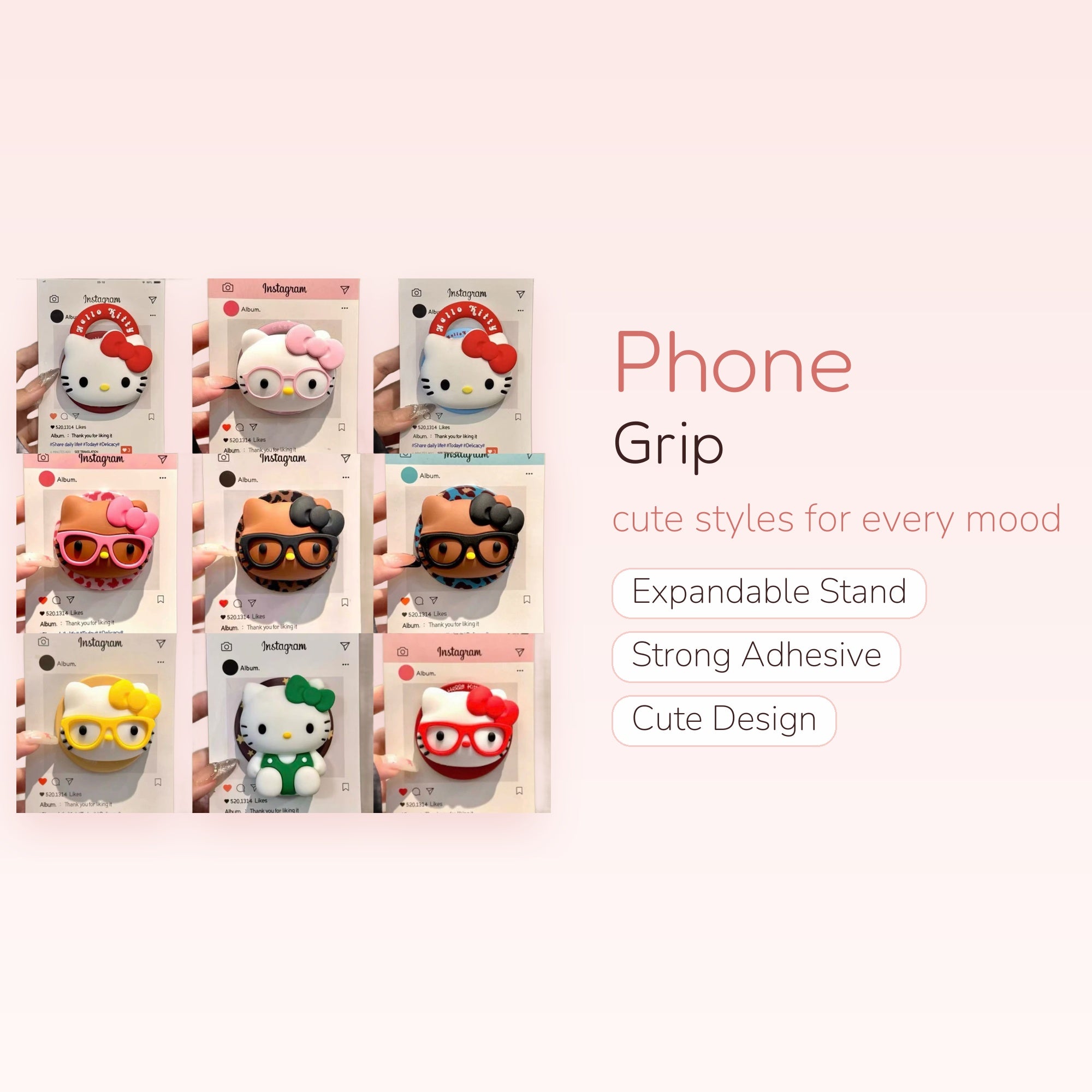 Kawaii Hello Kitty Character Phone Grip | Cute Cartoon Pop Socket Stand