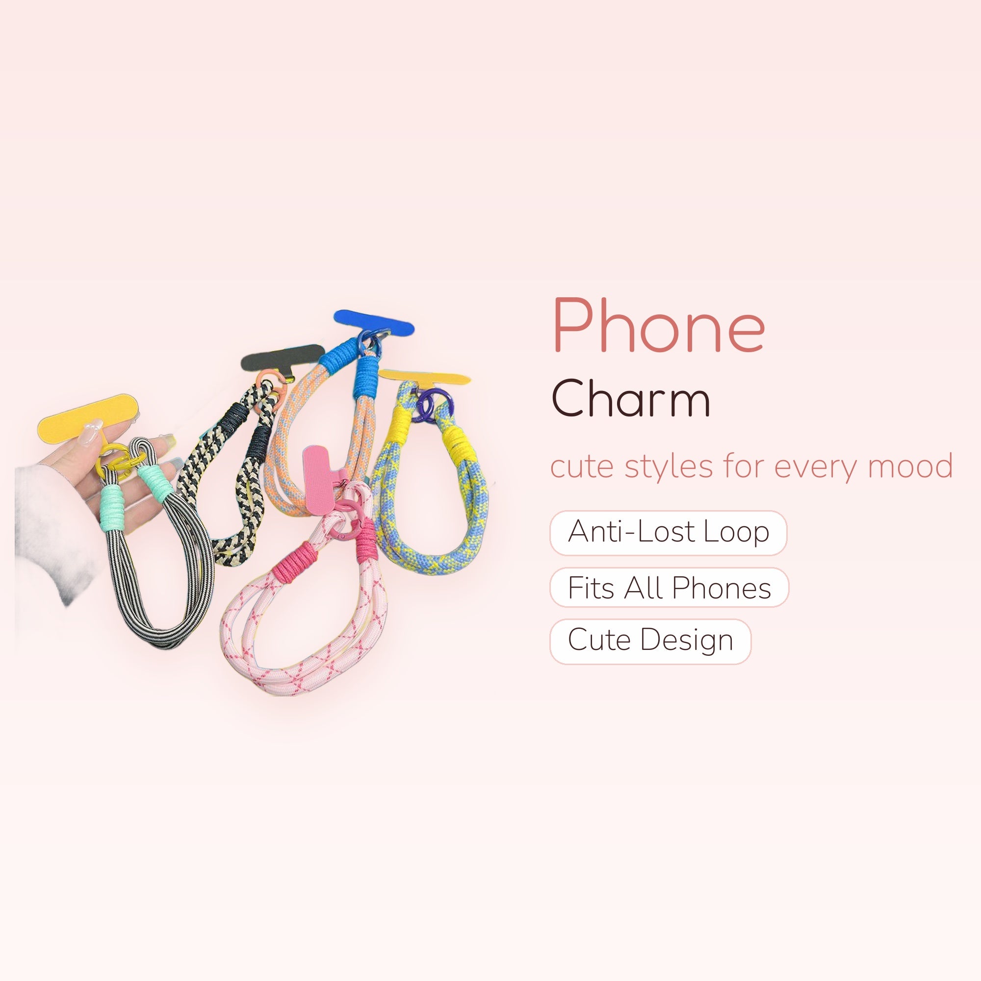 SimplyBubbi — Braided Wrist Phone Strap with Patch | Colorful Lanyard Set