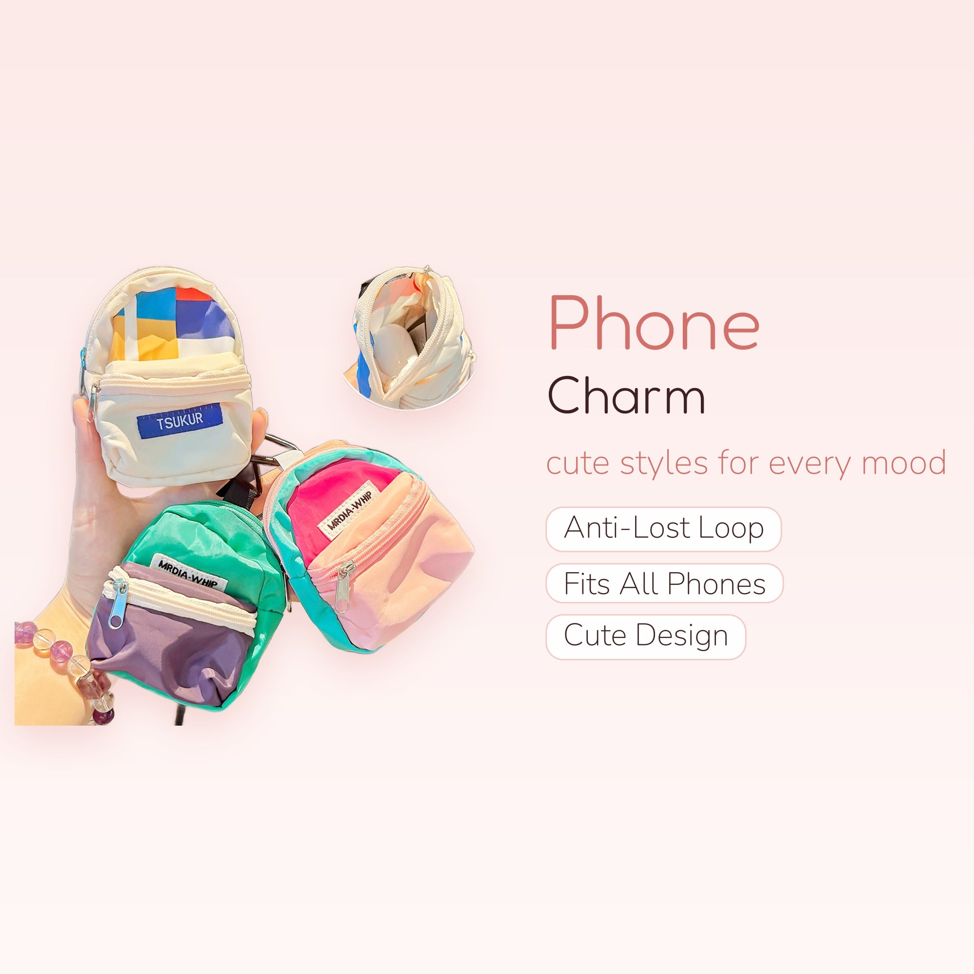 Mini Backpack Phone Charm | Cute Keychain Bag for Earbuds & Small Items