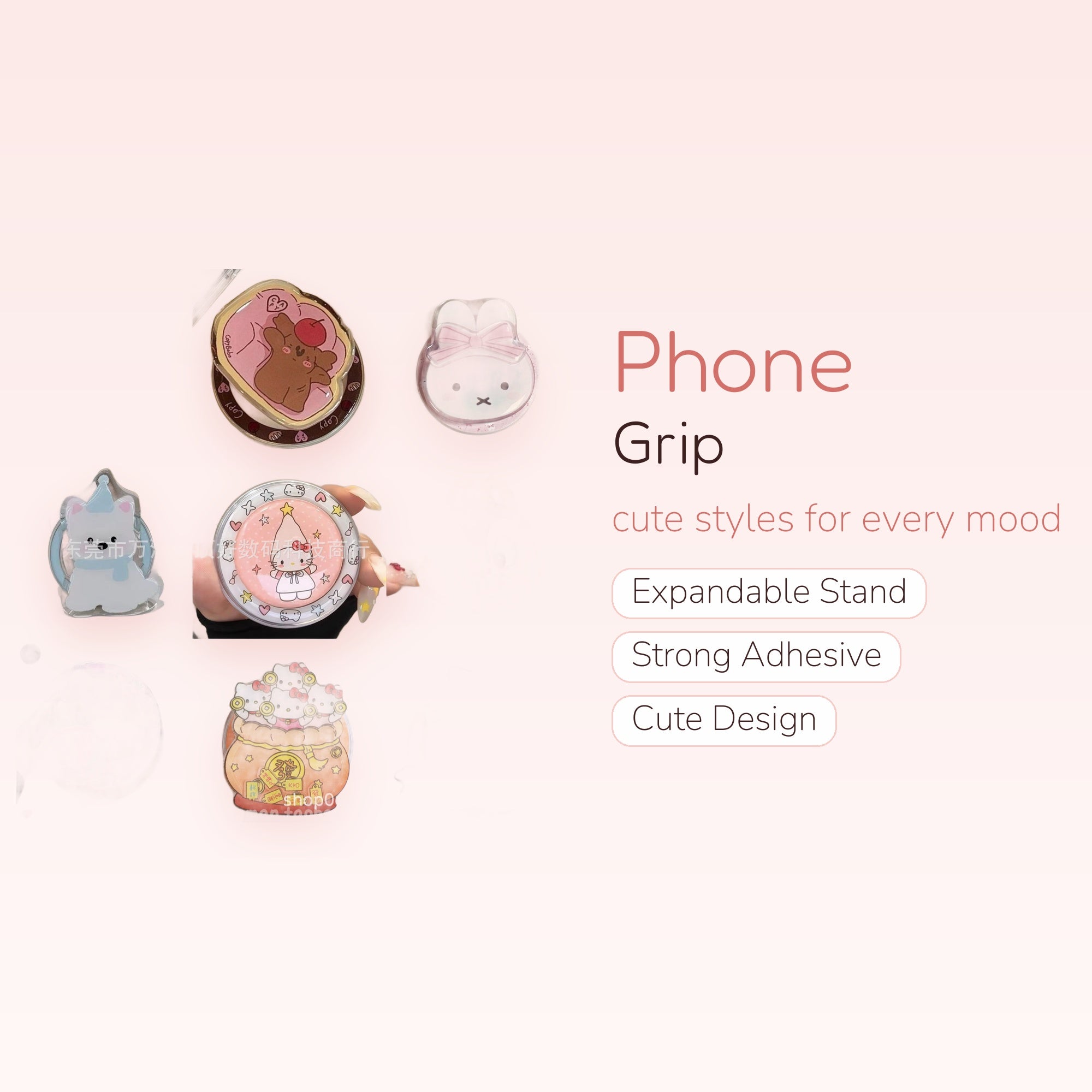 Kawaii Cartoon Character Phone Grip | Cute Pop Socket Stand for Phones