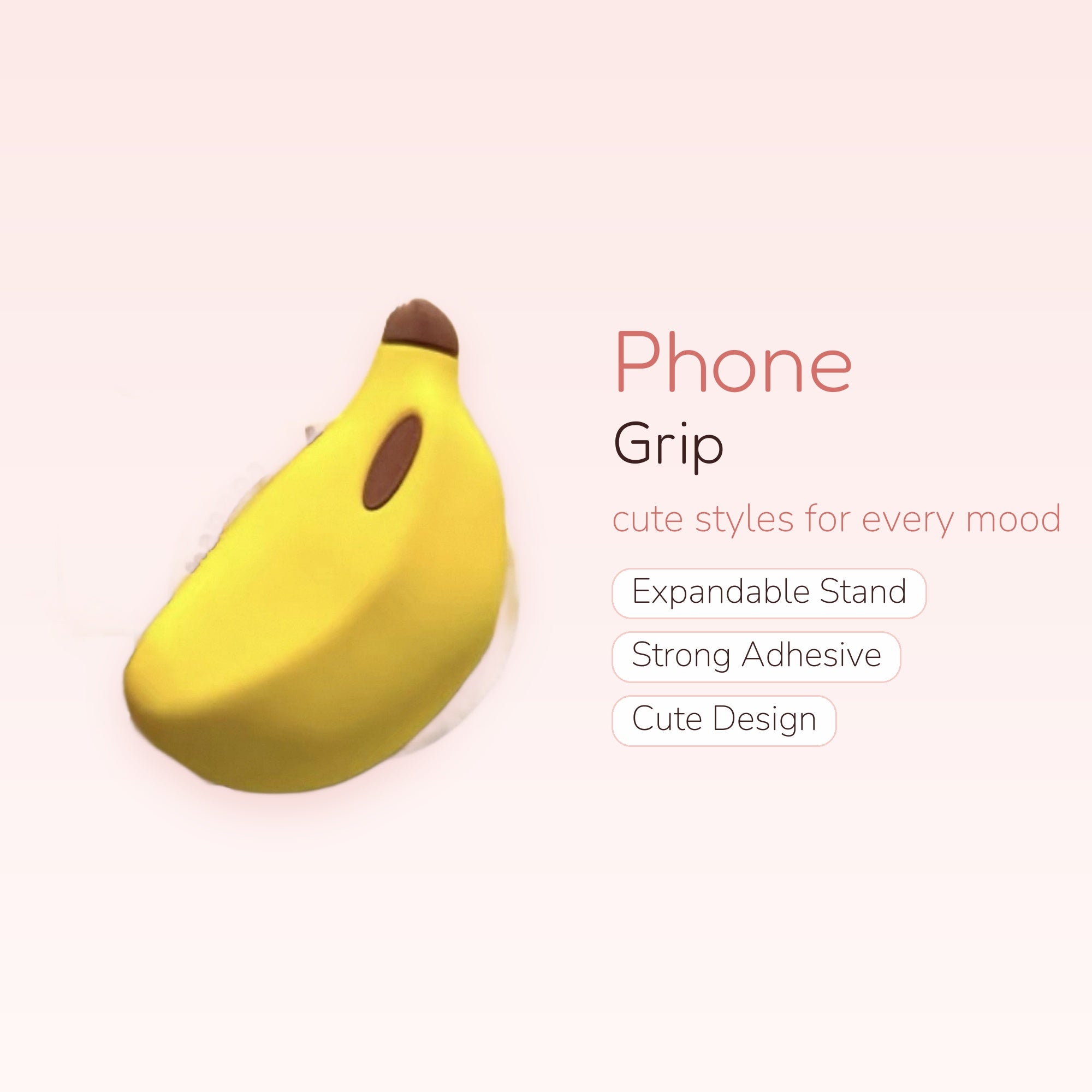 Cute Yellow Banana Phone Grip | Kawaii Fruit Pop Socket Stand