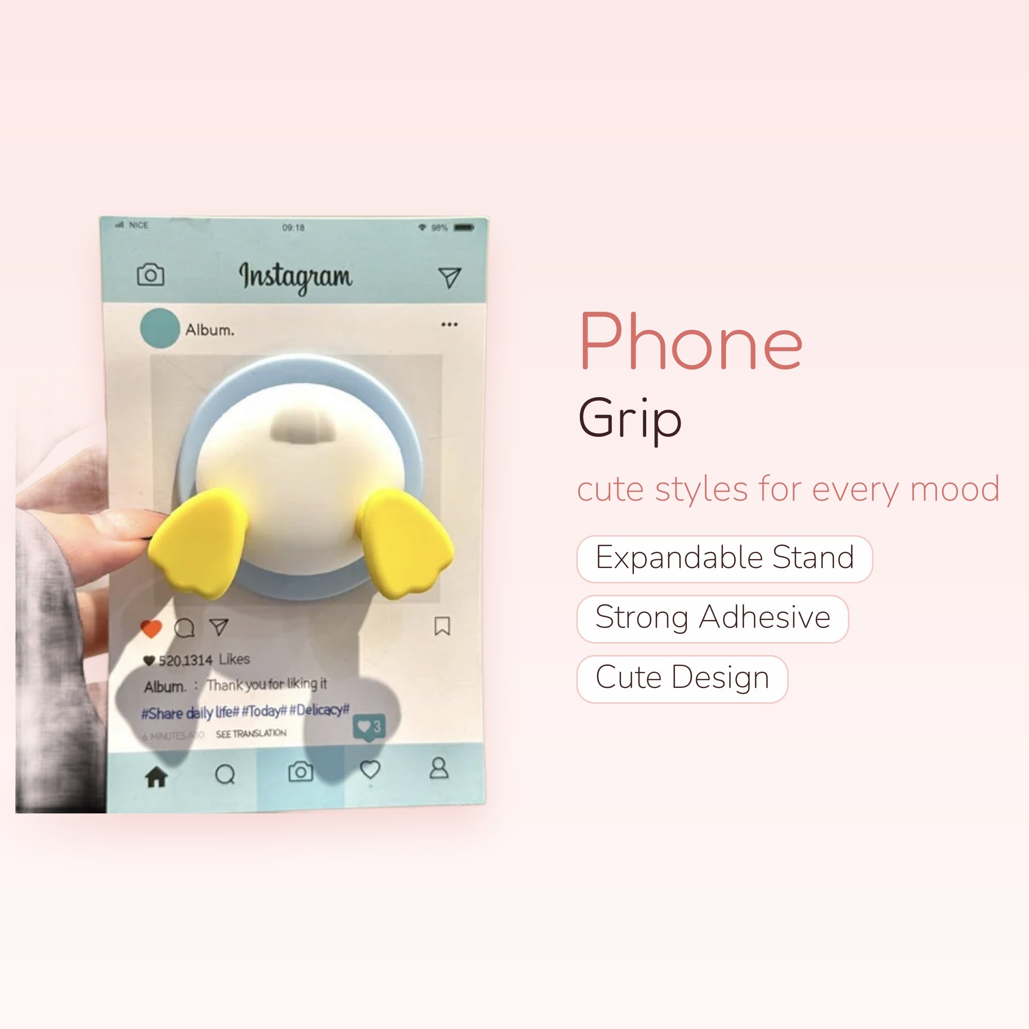 Cute Duck Butt Instagram Phone Grip | Kawaii Silicone Pop Socket Stand