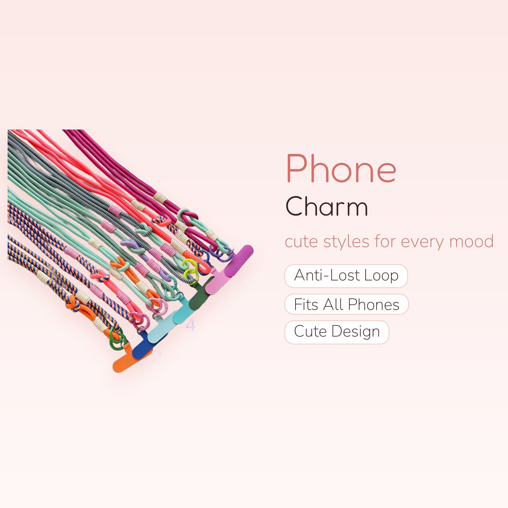 Colorful Braided Rope Phone Lanyard with Phone Tab | Aesthetic Crossbody Strap