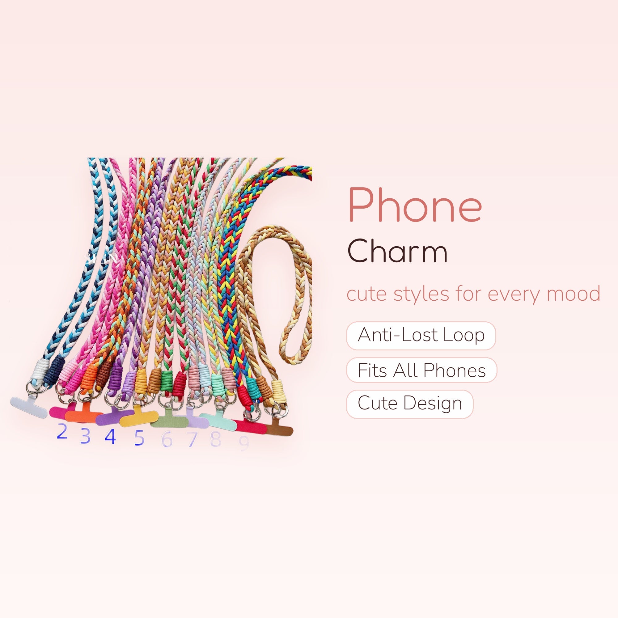 Colorful Braided Phone Charm Lanyard | Aesthetic Woven Wrist Strap for Phone