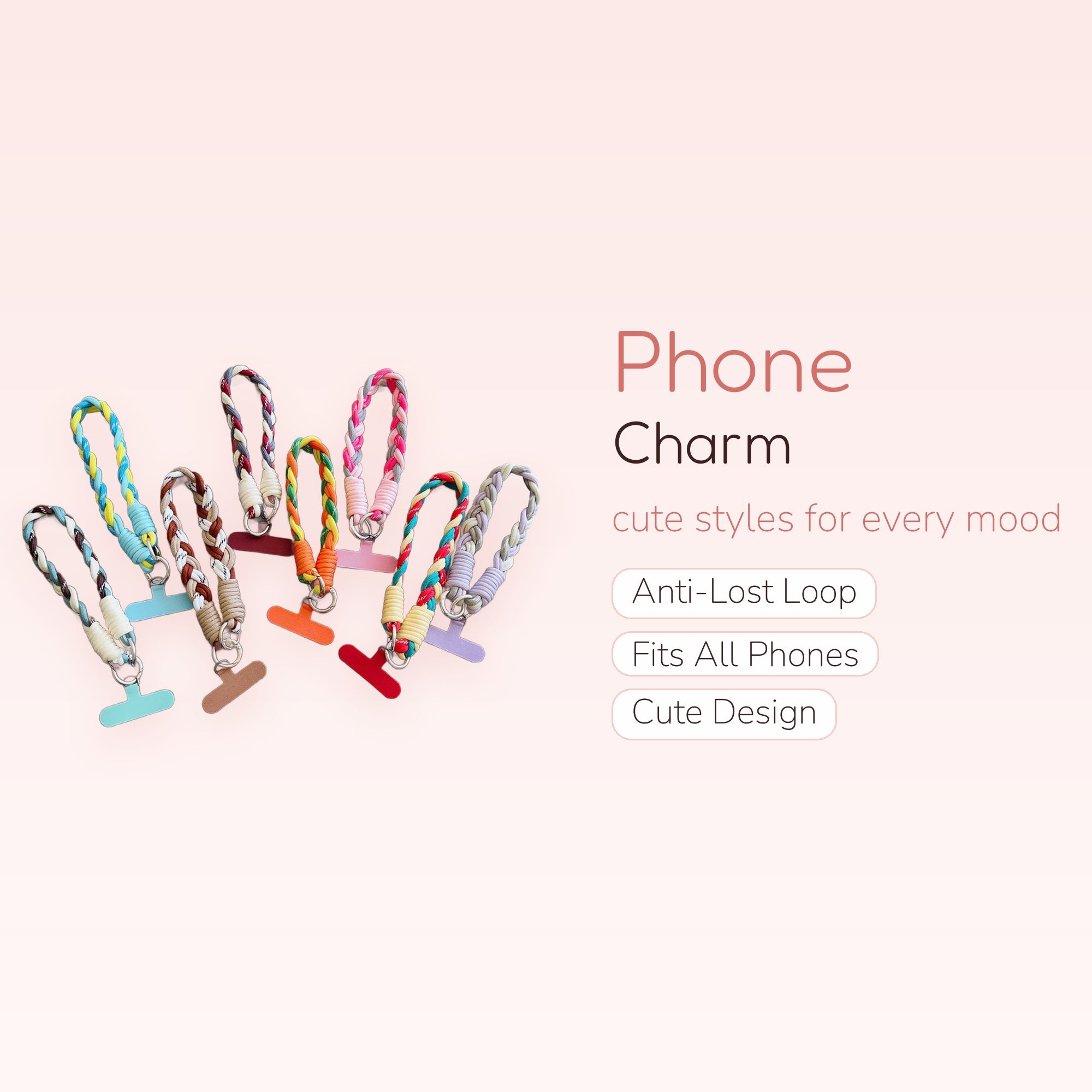Braided Rope Phone Charm Strap | Colorful Wrist Lanyard