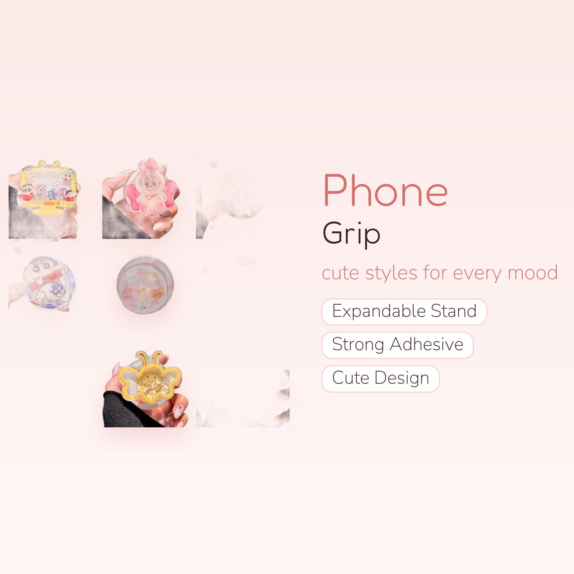 Kawaii Cartoon Character Phone Grip Collection | Cute Pop Socket Stands