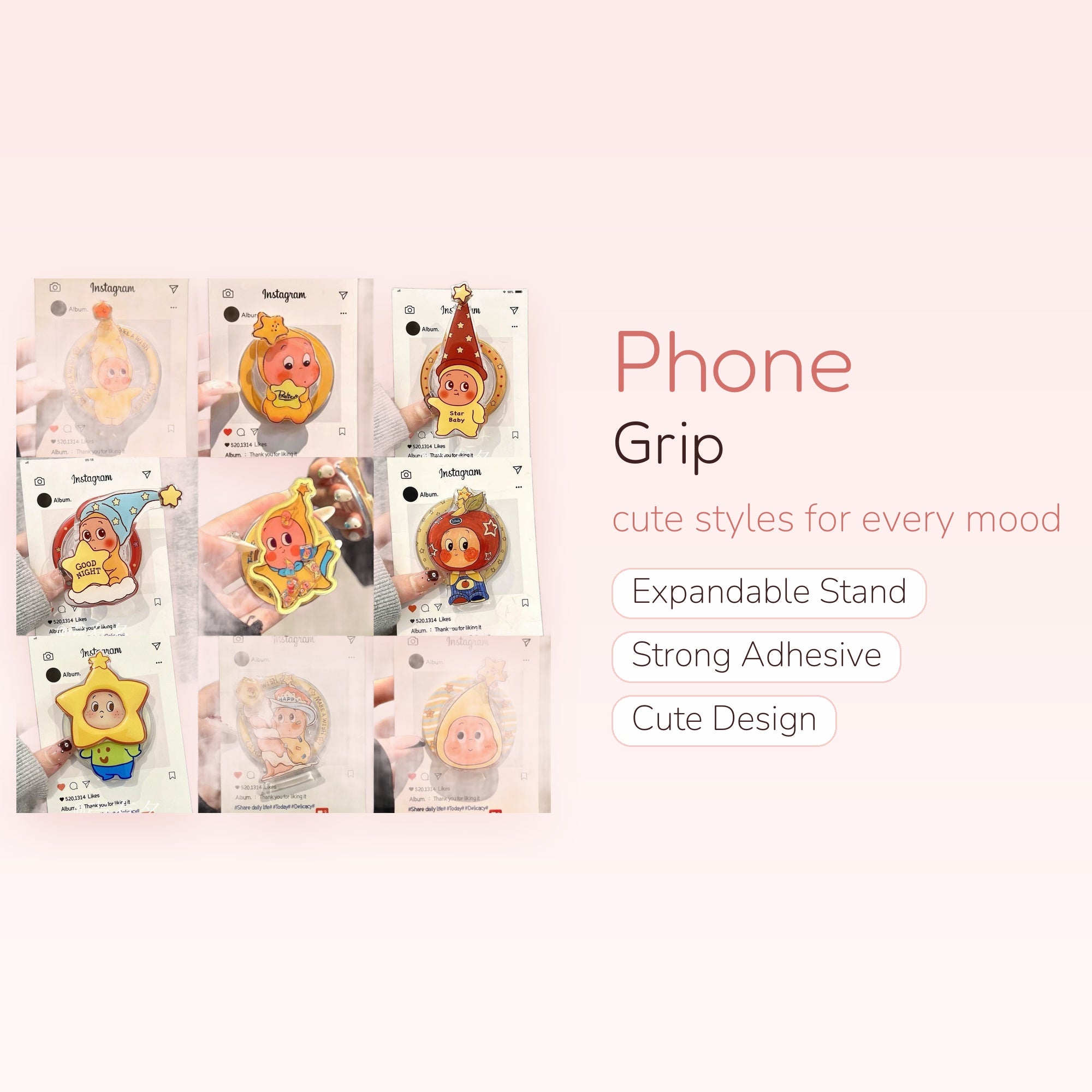 Kawaii Star Baby Phone Grip | Cute Cartoon Character Pop Socket Stand