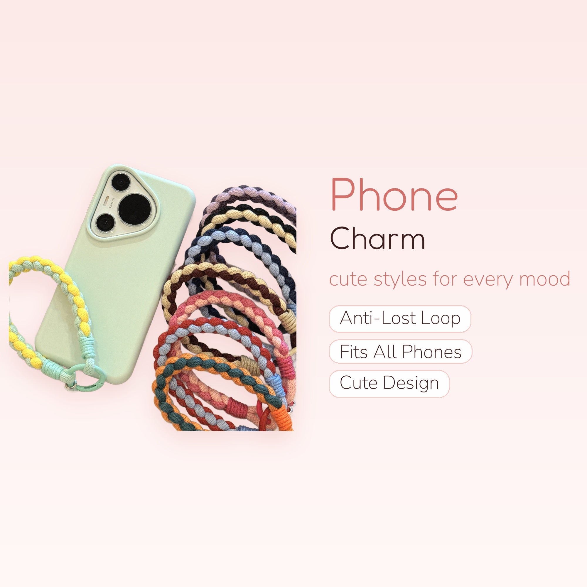 Braided Multi-Color Wrist Phone Charm | Aesthetic Woven Lanyard Strap