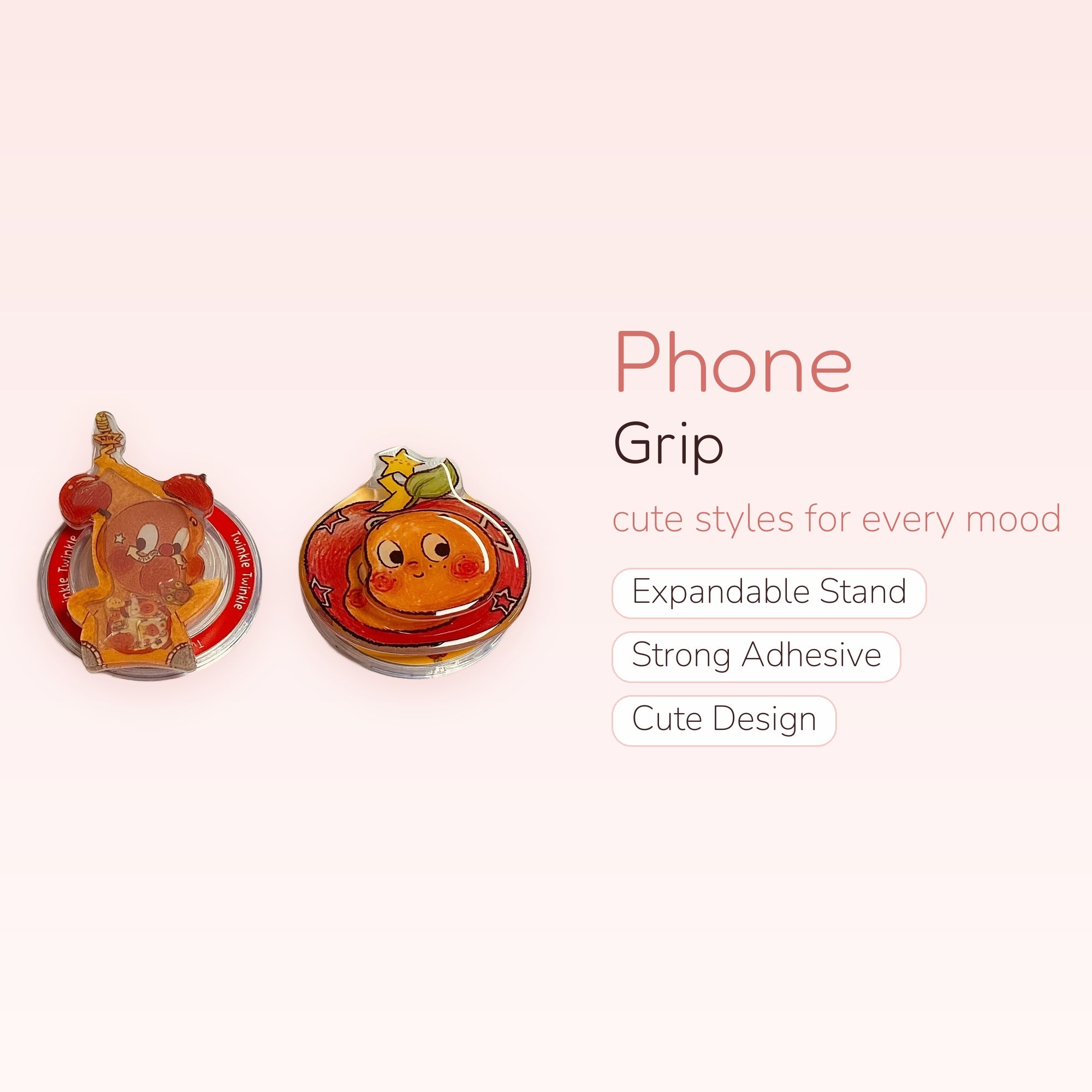 Cute Apple & Banana Character Phone Grip | Kawaii Fruit Pop Socket Stand