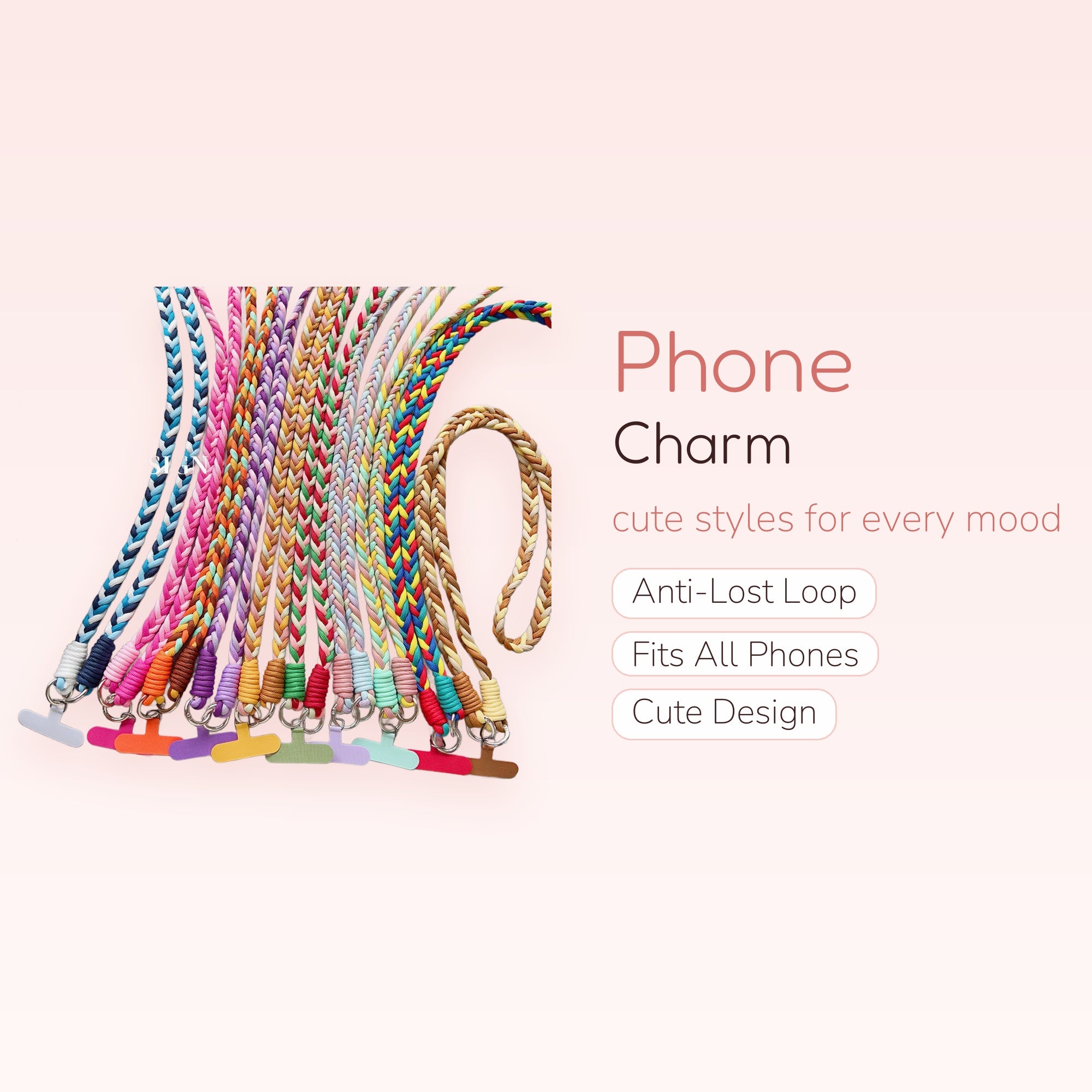 Colorful Braided Lanyard Phone Charm Strap | Aesthetic Woven Wrist Lanyard