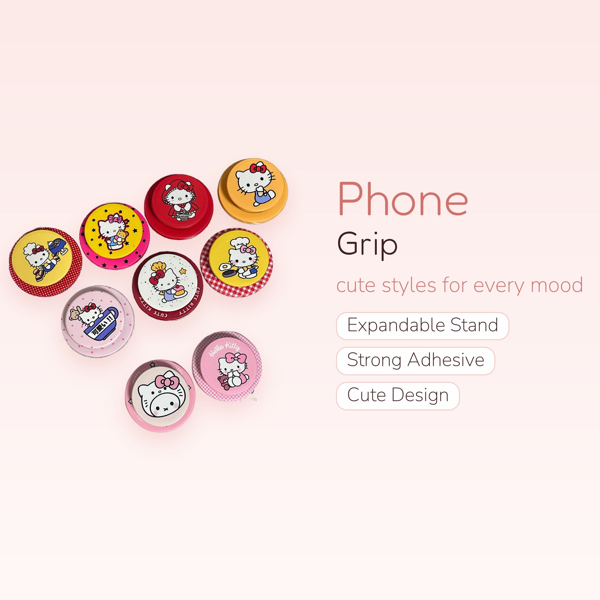Hello Kitty Character Phone Grips | Cute Cartoon Pop Socket Stands