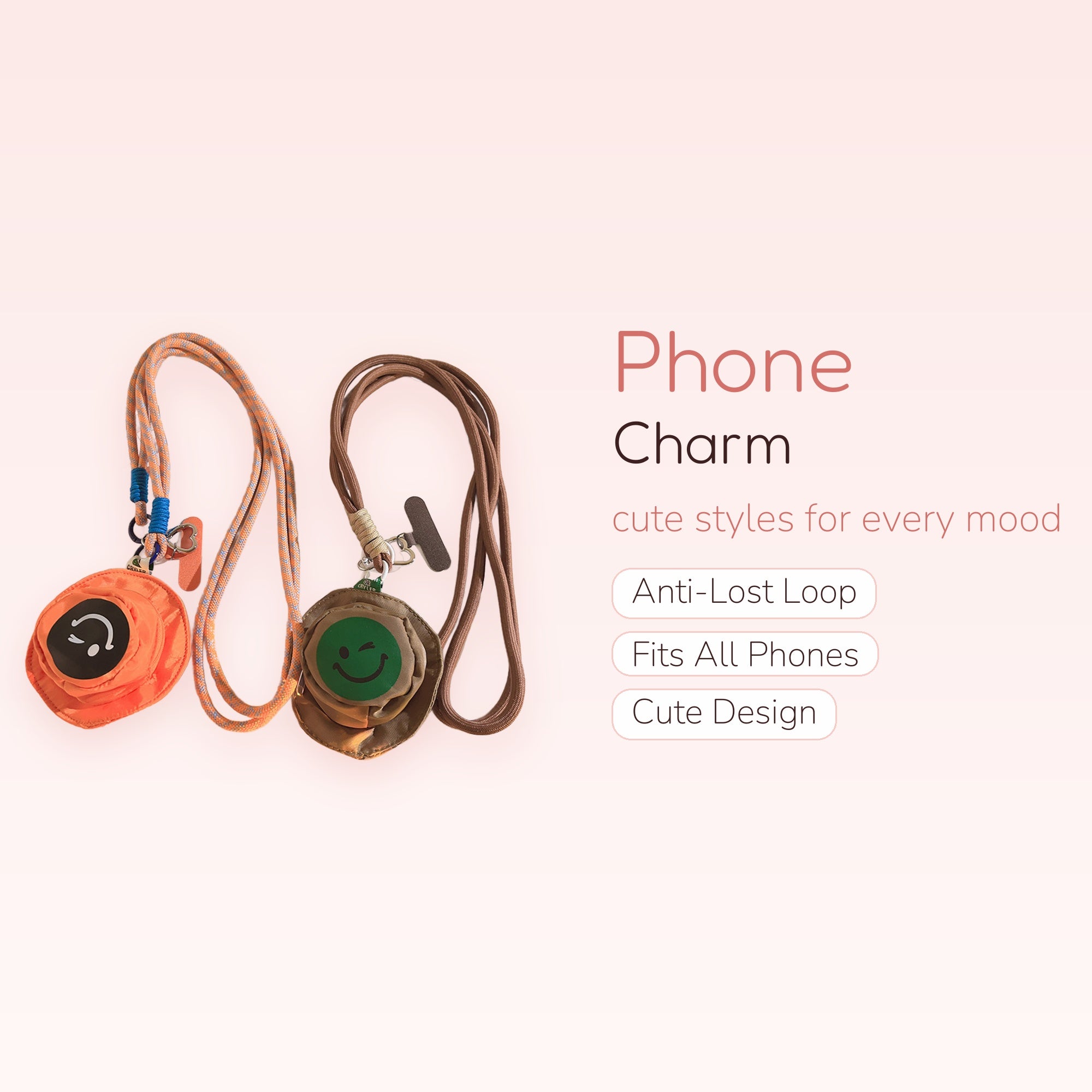Cute Smiley Face Bucket Hat Phone Lanyard | Aesthetic Crossbody Phone Strap
