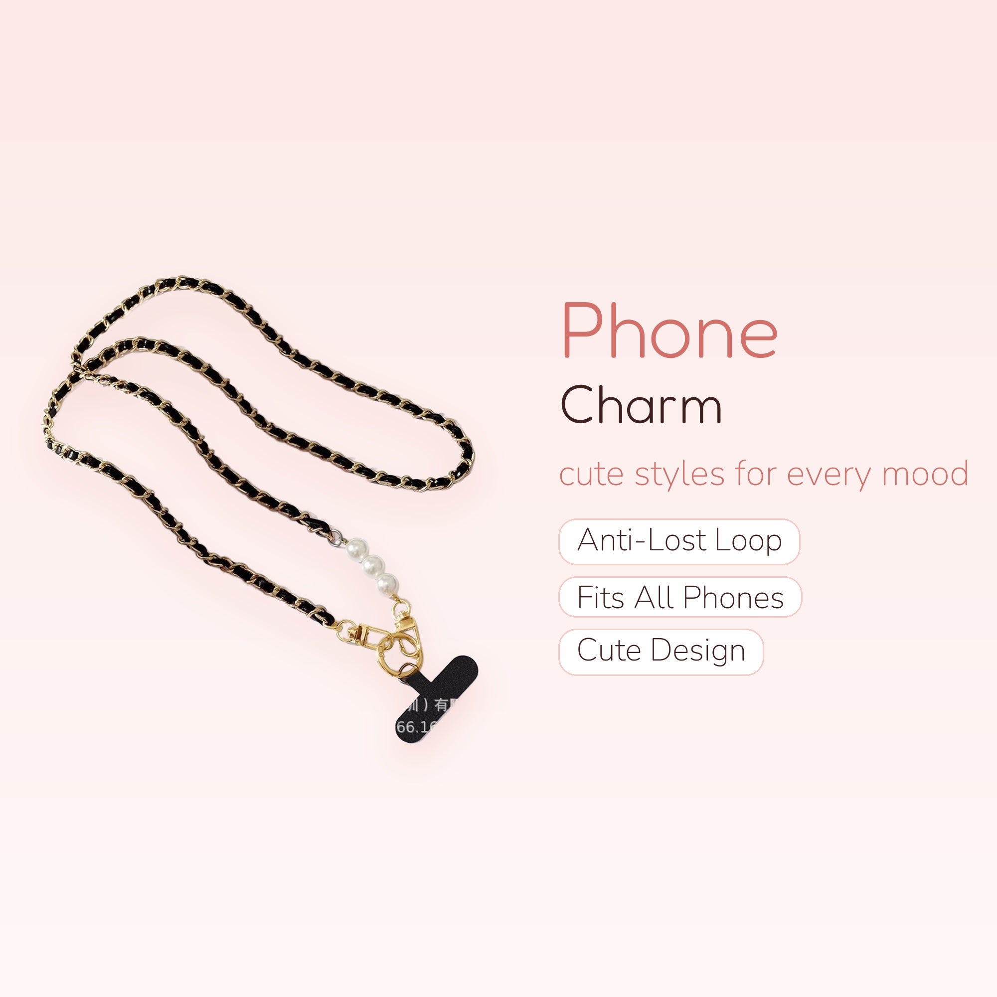 Elegant Gold Chain & Pearl Phone Lanyard | Chic Crossbody Strap for All Phones