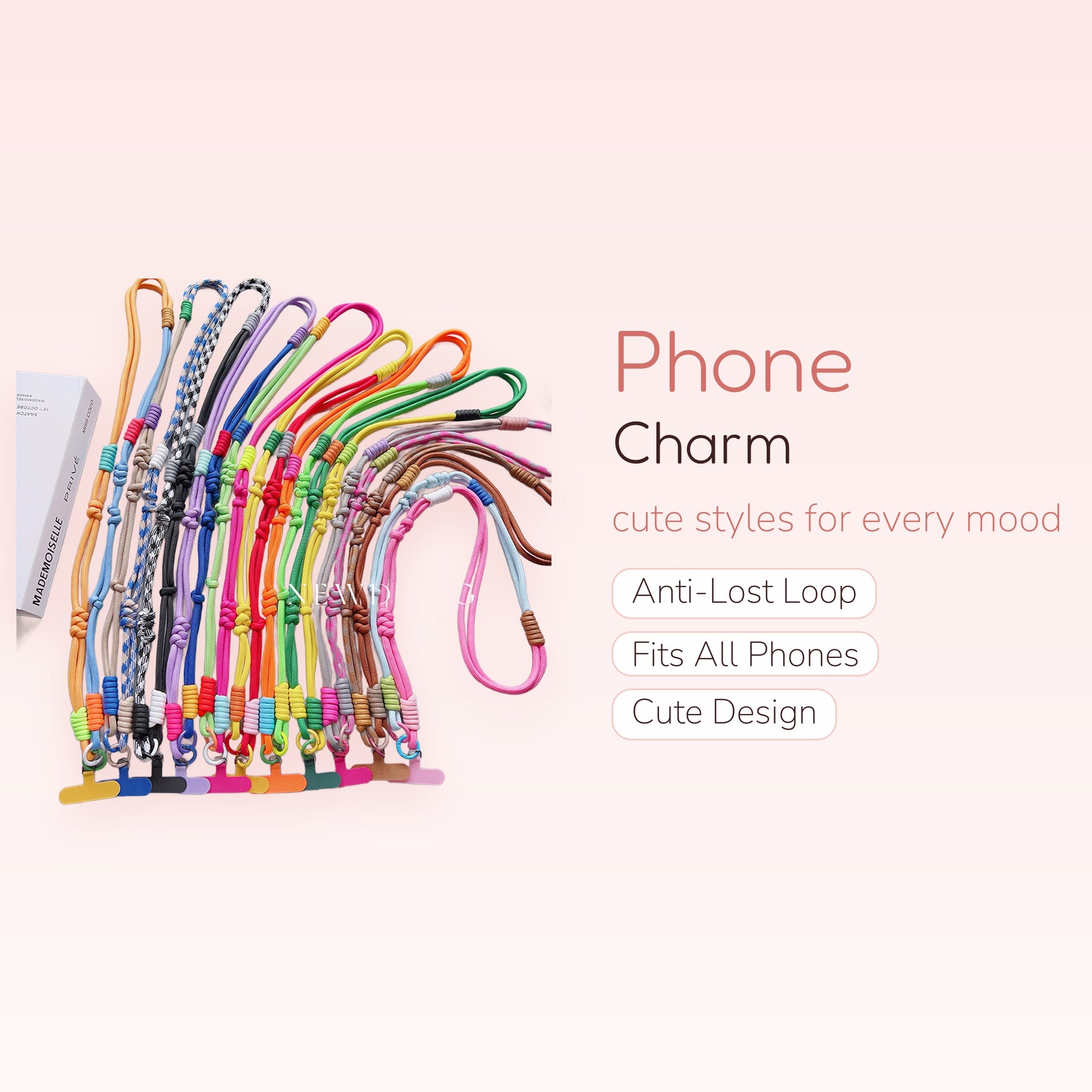 Vibrant Adjustable Phone Lanyard Strap | Colorful Braided Crossbody Phone Charm