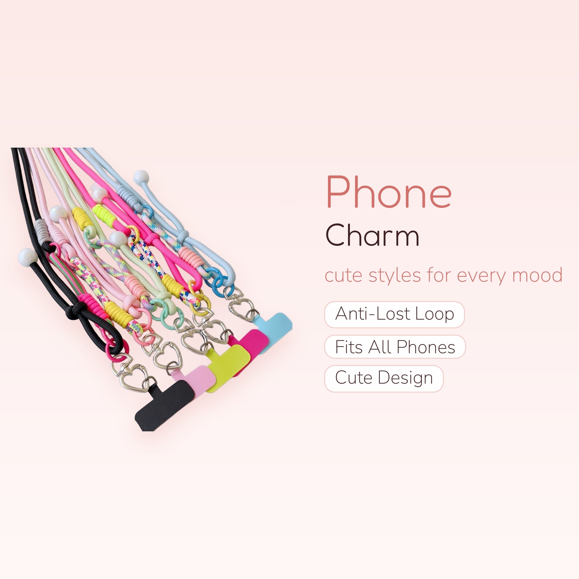 Vibrant Heart Clasp Phone Lanyard | Adjustable Crossbody Phone Strap