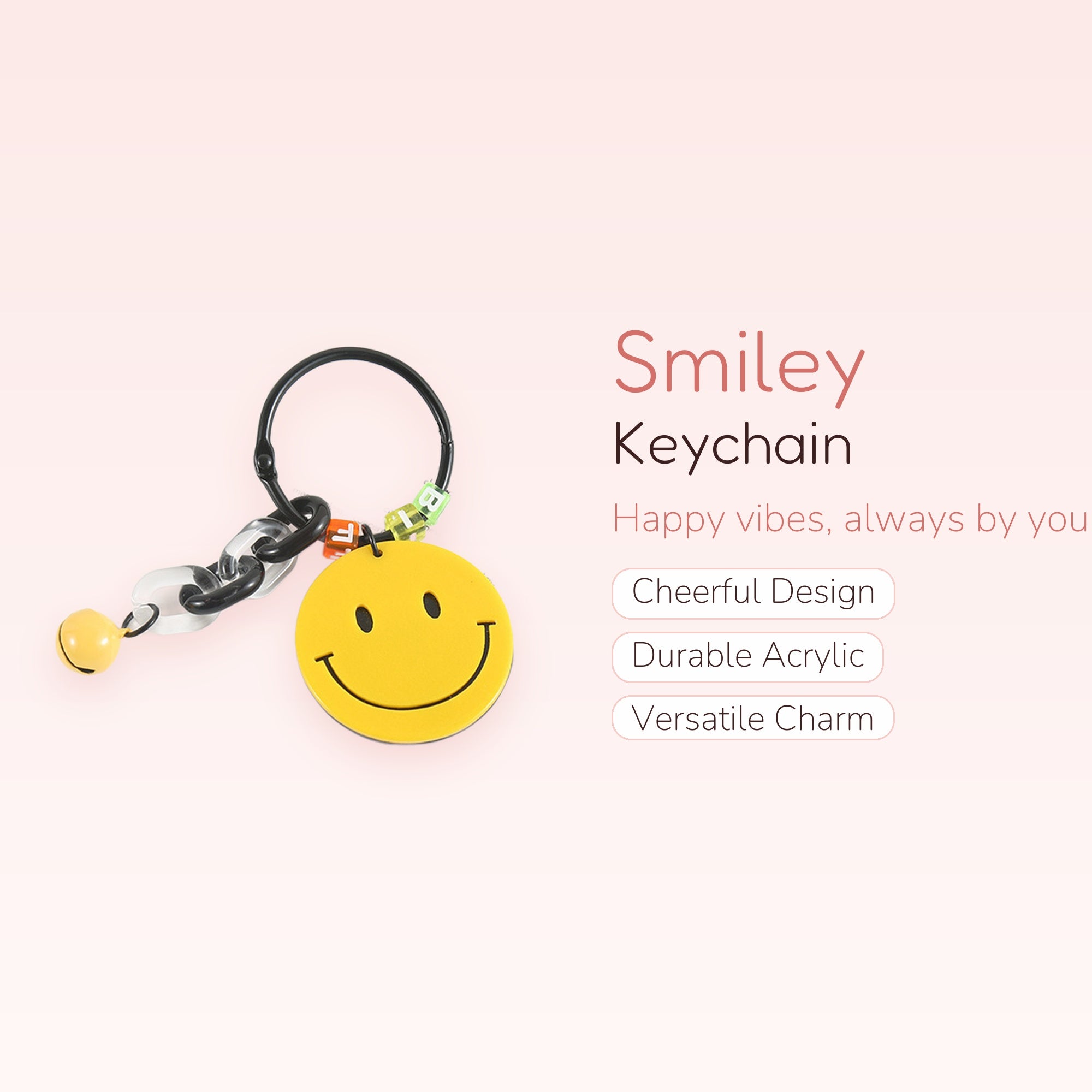 Smiley Face Phone Charm Keychain | Cute Acrylic Bag Charm