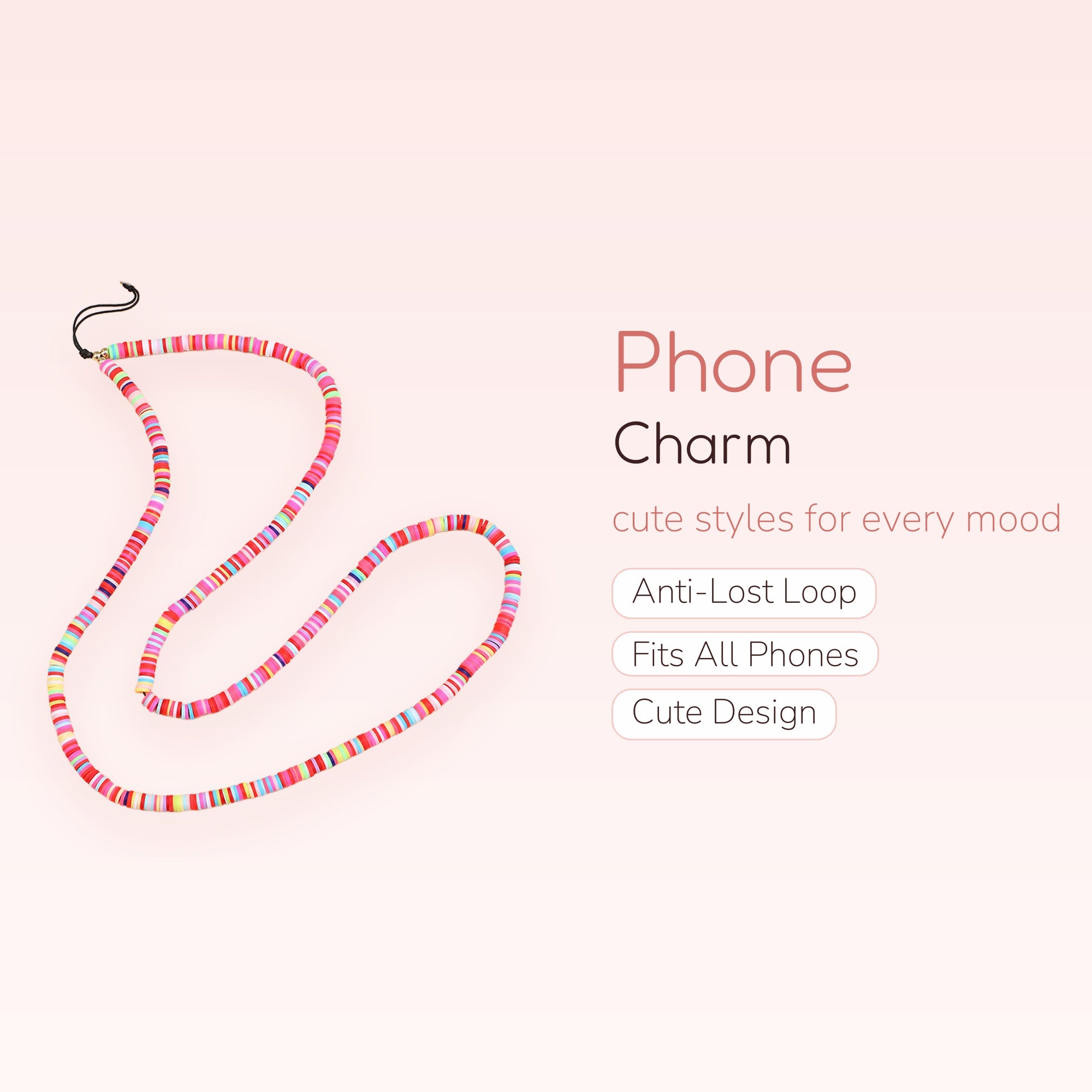 Rainbow Clay — Y2K Rainbow Clay Bead Phone Charm Lanyard