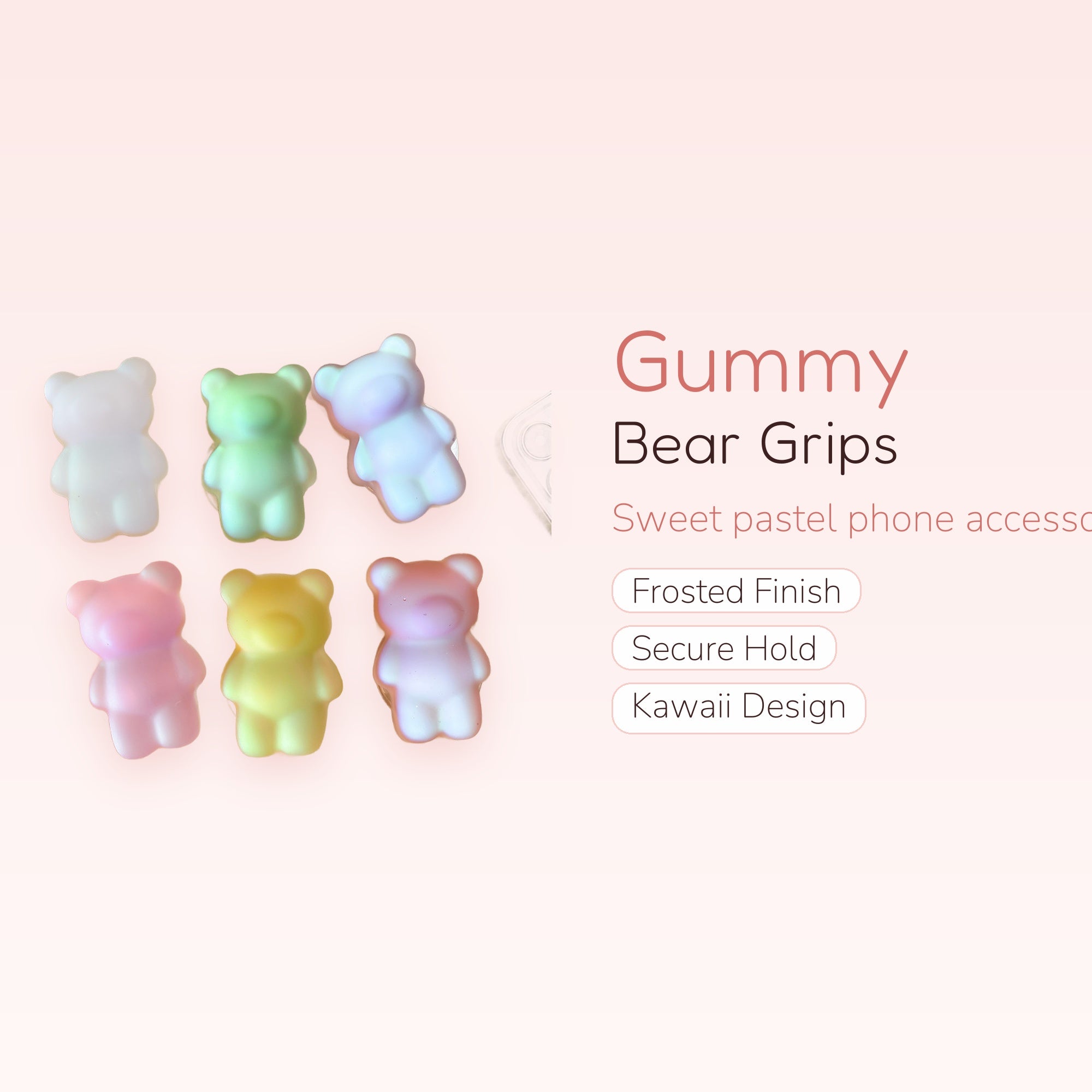 Kawaii Gummy Bear Phone Grip | Pastel Pop Socket Holder | Cute Phone Accessory | Y2K Aesthetic | Gift for Her