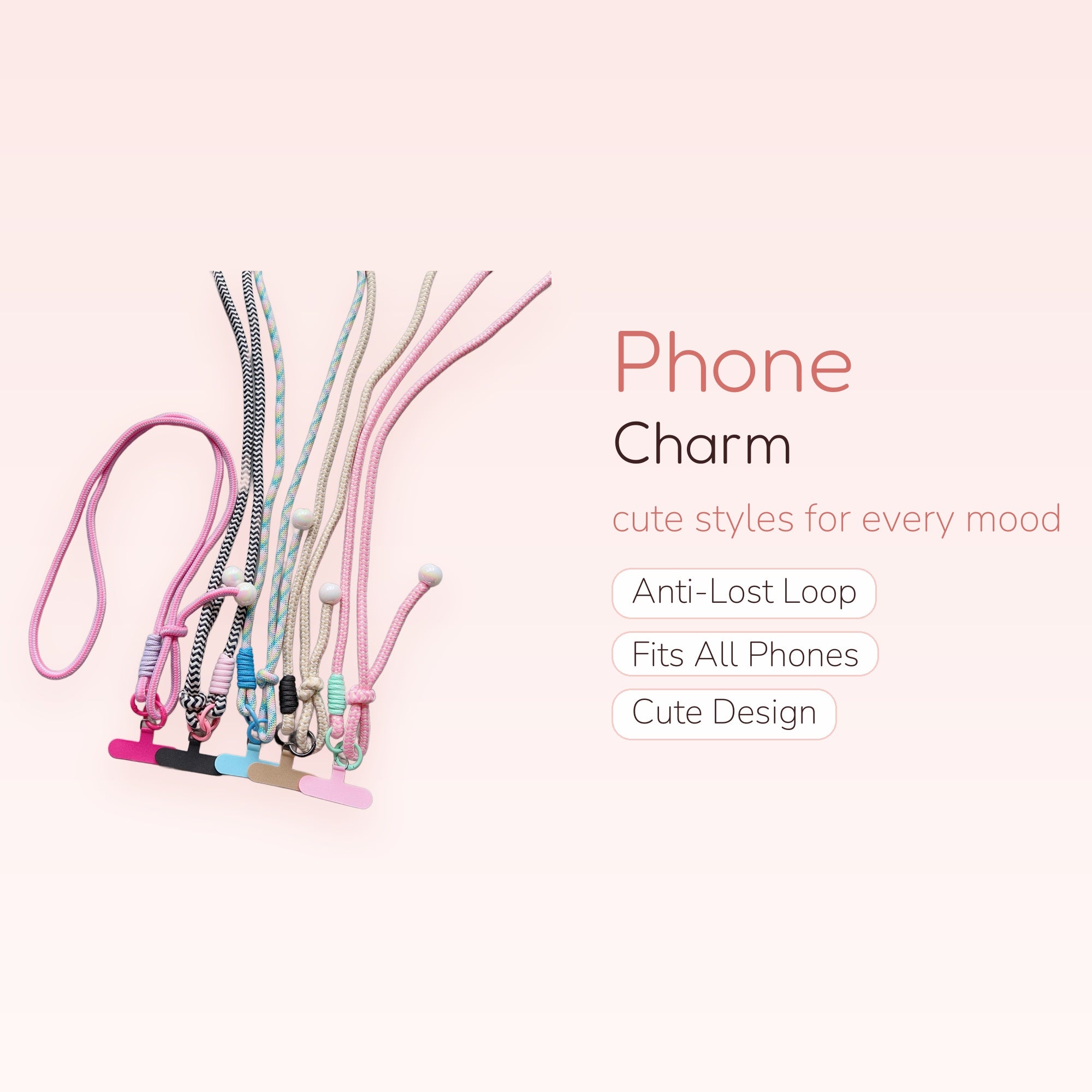 Aesthetic Braided Rope Phone Lanyard | Pastel Adjustable Crossbody Phone Strap