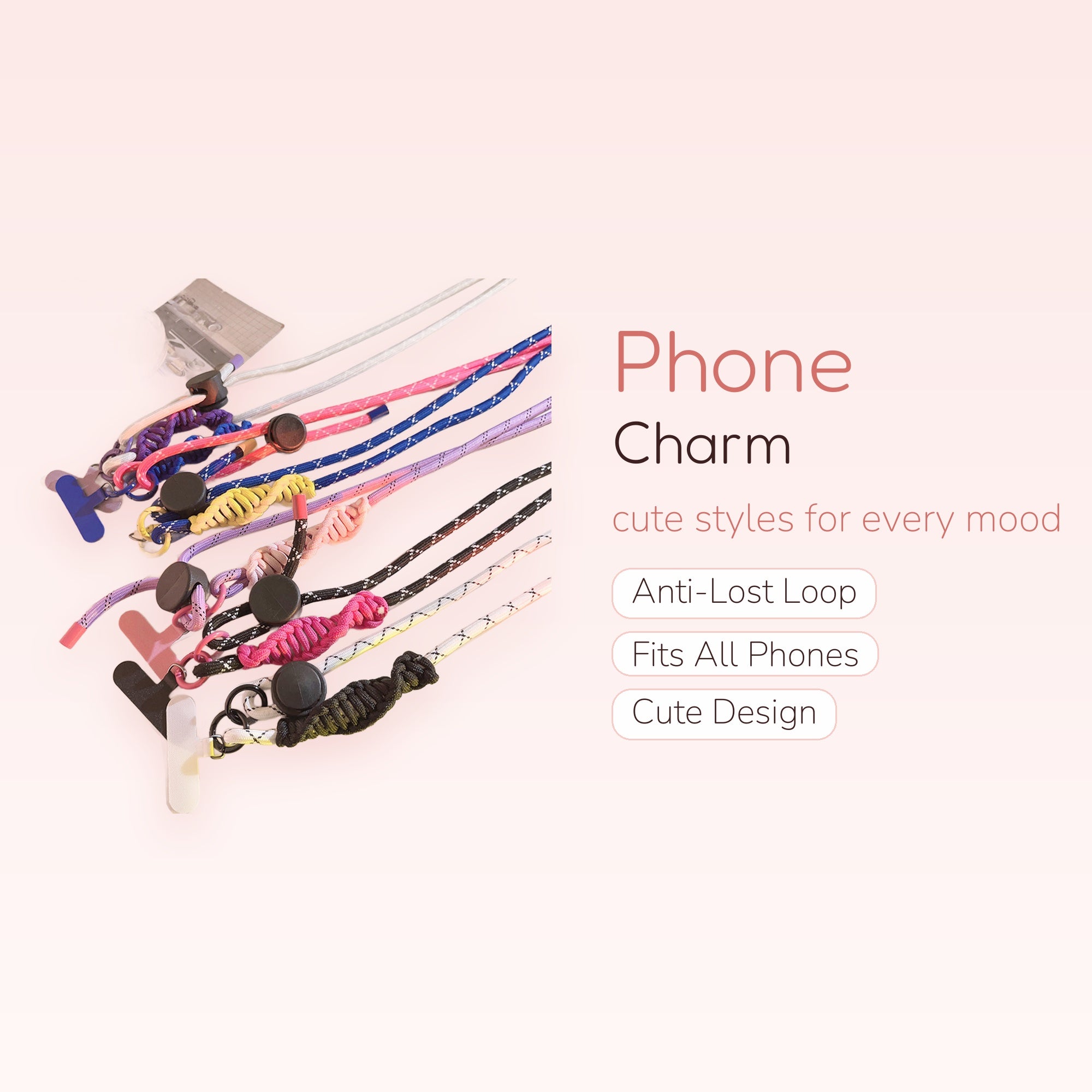 Colorful Braided Rope Phone Lanyard with Adjustable Slider | Aesthetic Crossbody Phone Strap