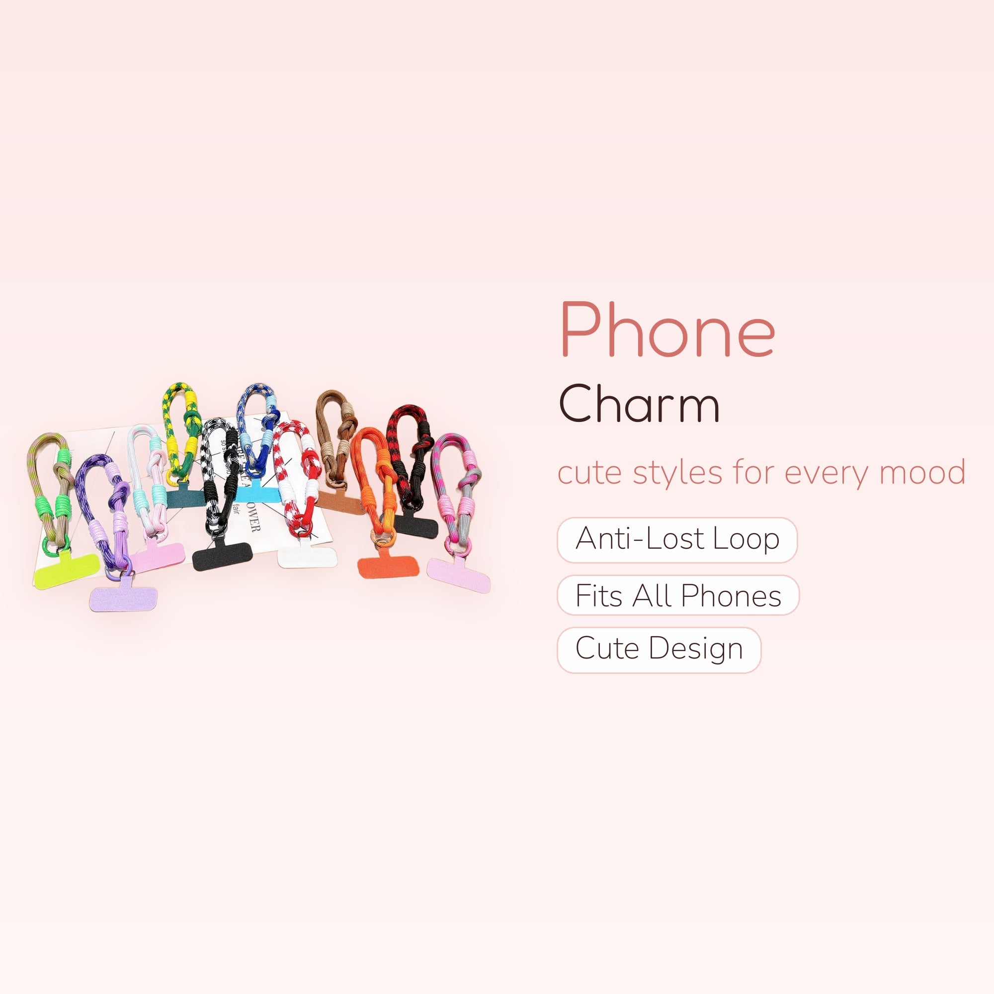 Colorful Braided Rope Phone Charm Strap | Aesthetic Wrist Lanyard for Phone Cases