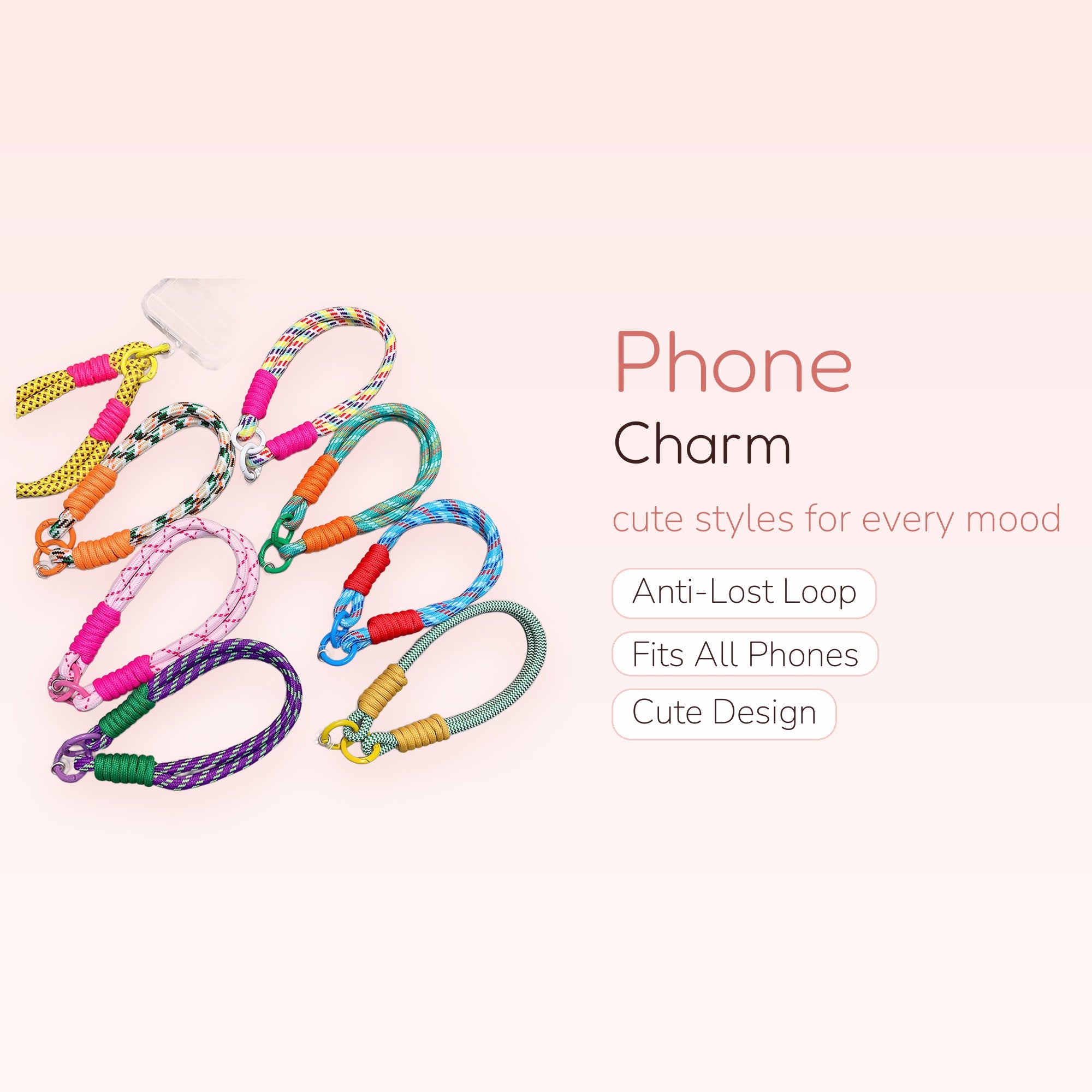 Colorful Braided Rope Phone Charm Wristlet | Aesthetic Hand Lanyard Strap