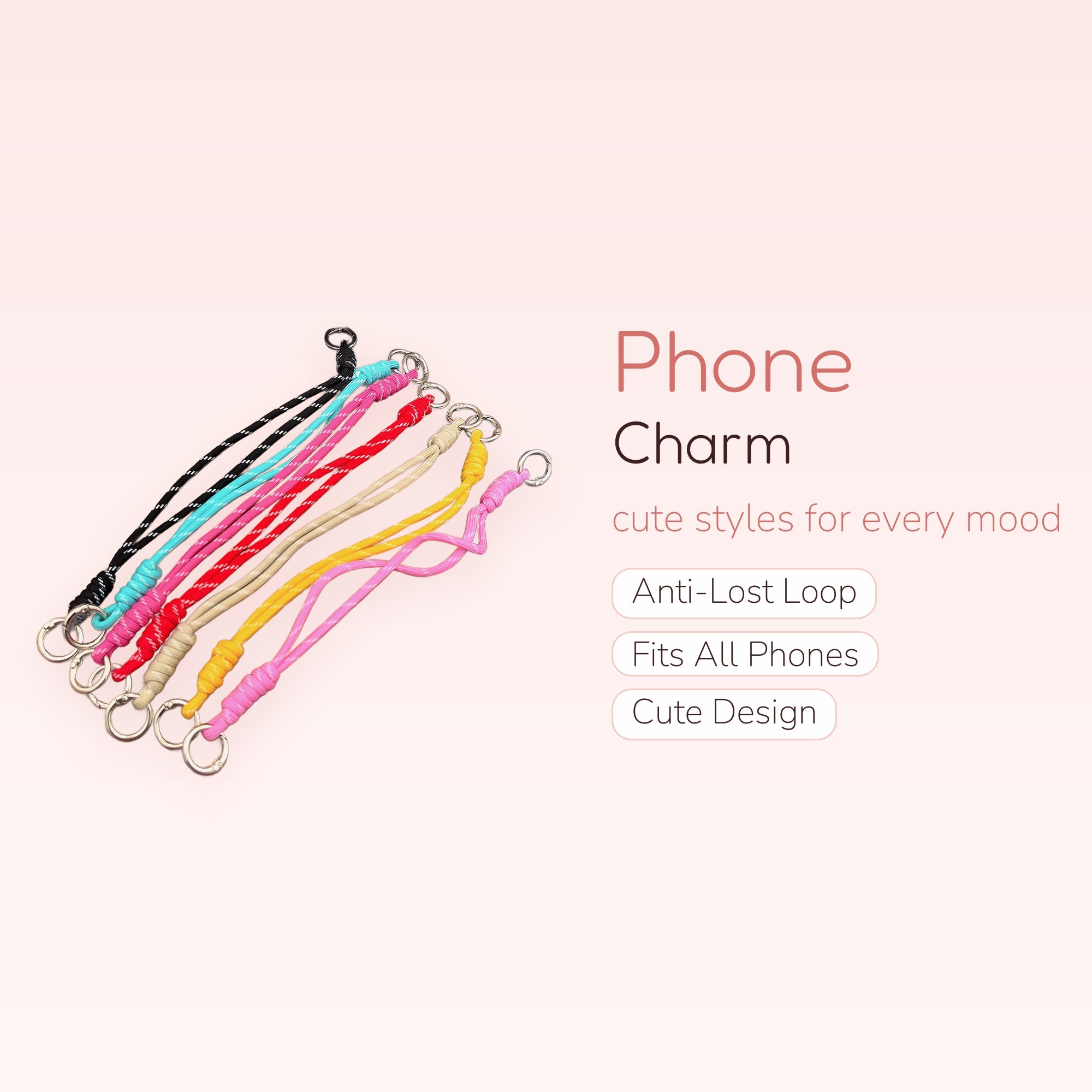 Colorful Braided Rope Phone Charm Lanyard | Aesthetic Wrist Strap Keychain