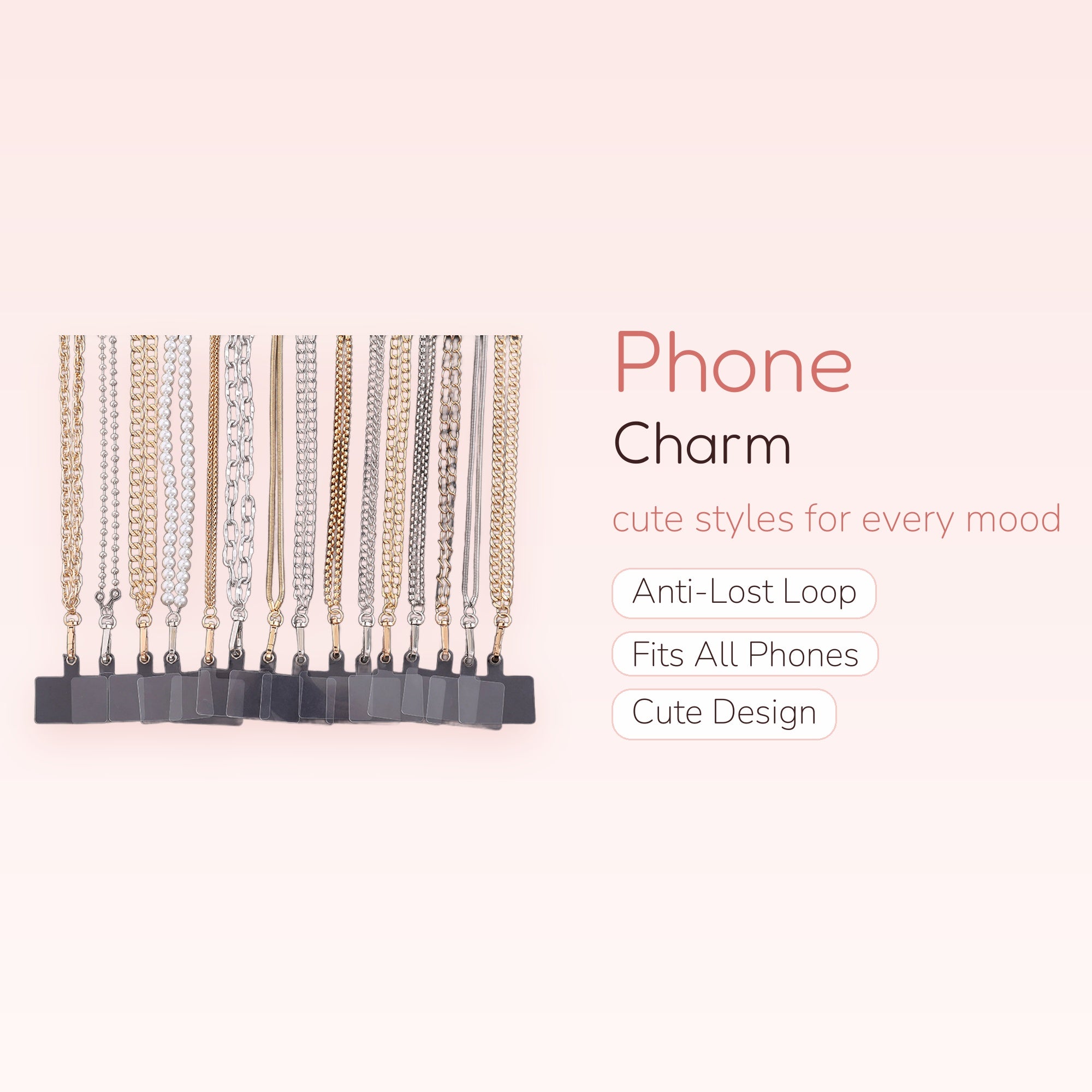 Aesthetic Gold & Silver Chain Phone Charm Lanyard | Trendy Metal Strap