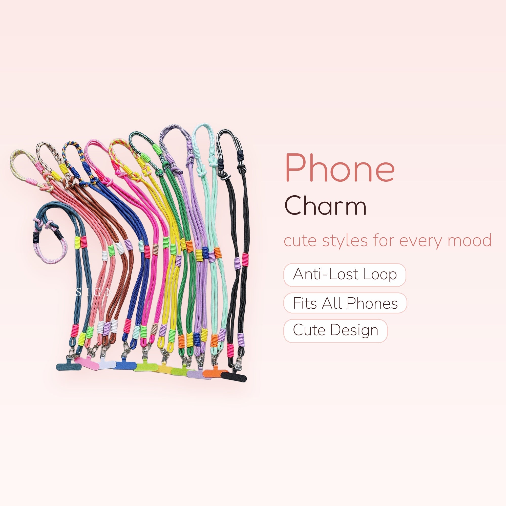 Colorful Braided Lanyard Phone Charm | Adjustable Neck Strap with Phone Patch