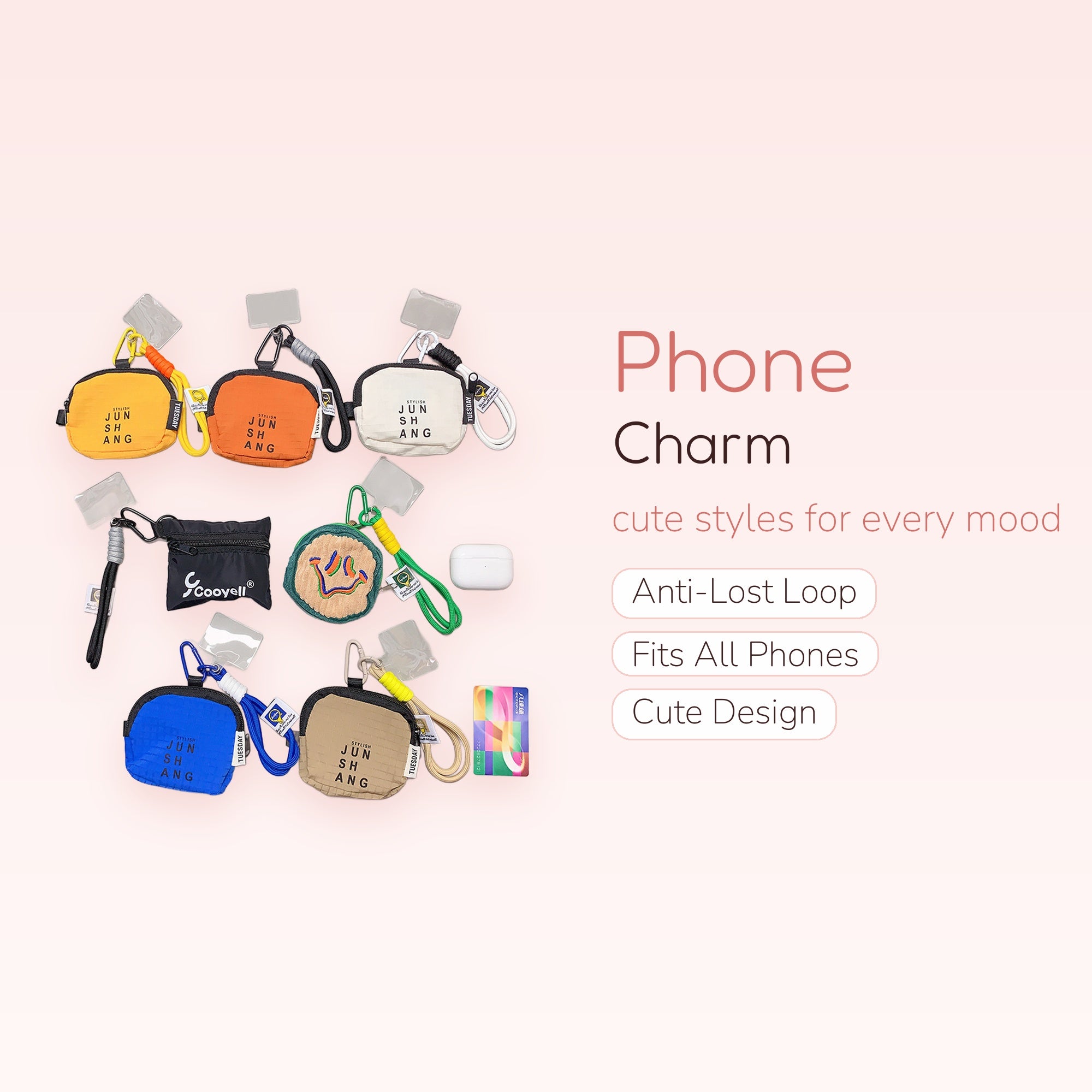 Stylish Nylon Pouch Phone Charm | Mini Coin Purse Keyring Lanyard