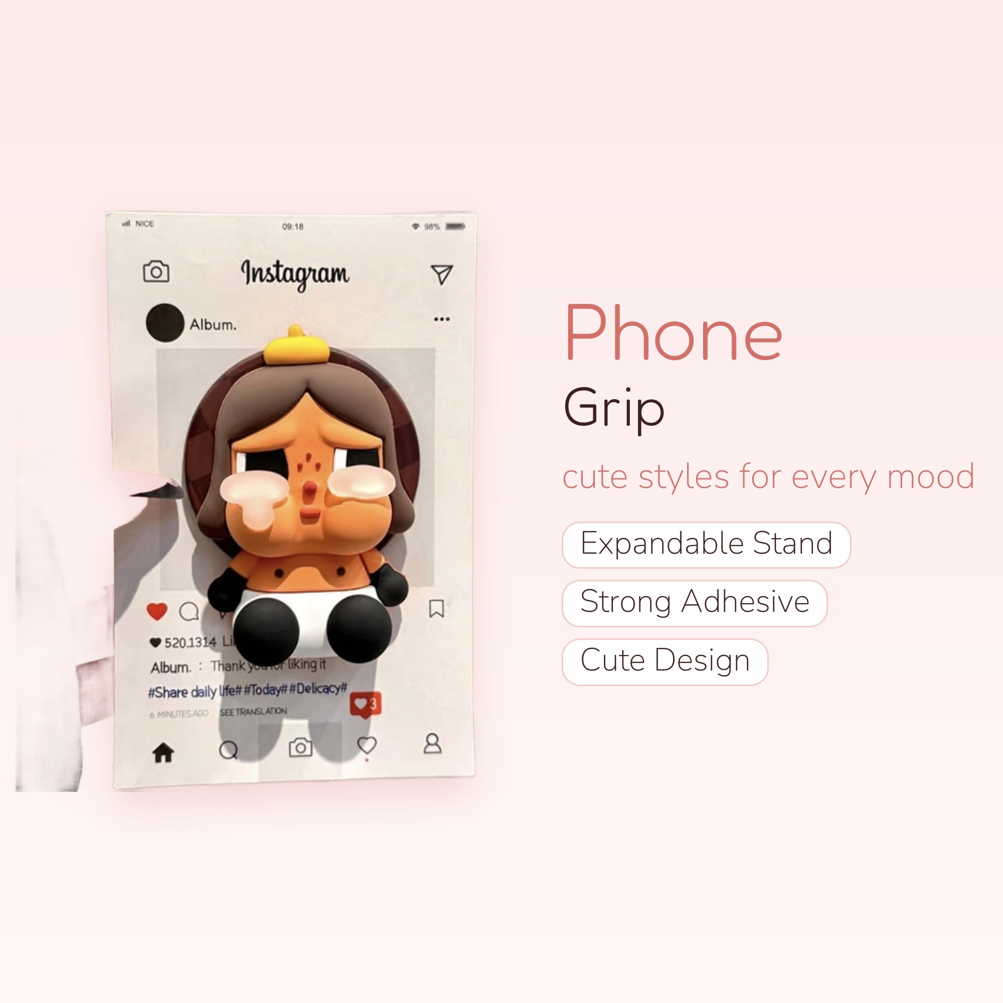 Crying Baby Instagram Post Phone Grip | Kawaii Pop Socket Stand