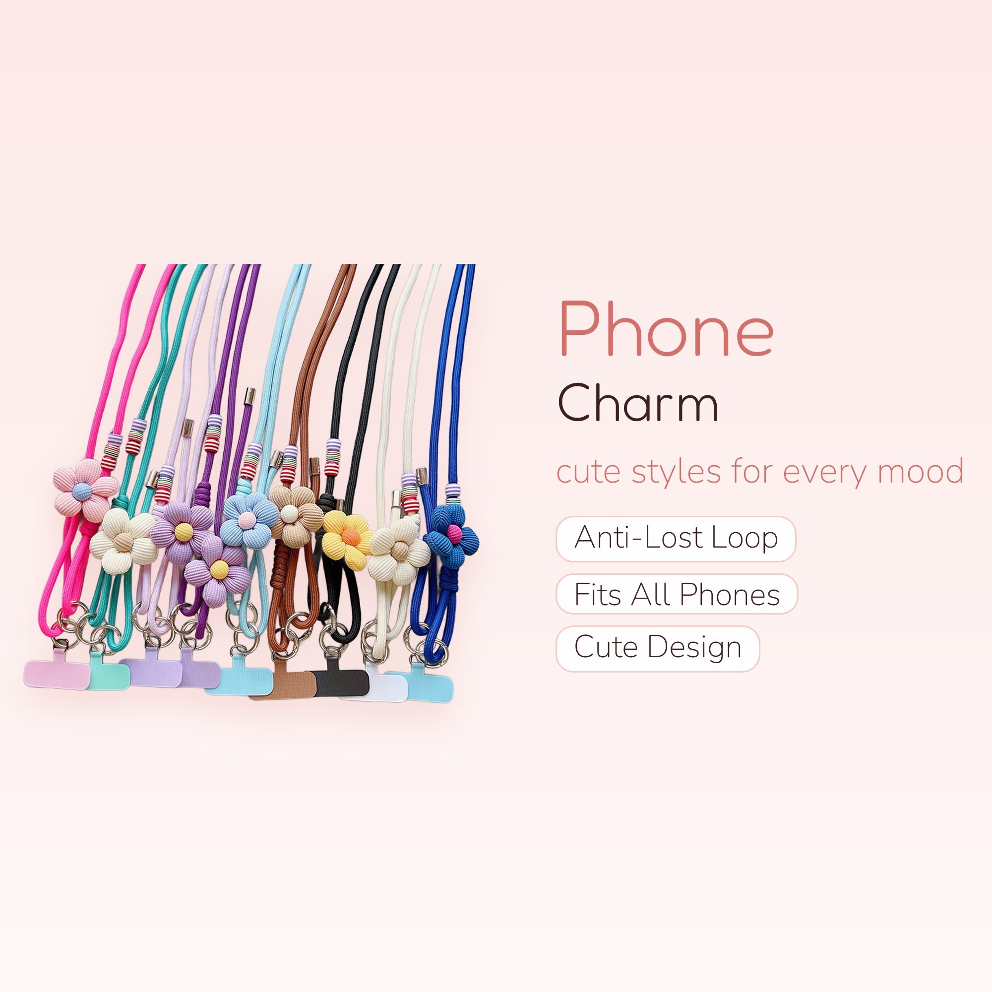 Cute Floral Phone Charm Lanyard | Colorful Daisy Flower Phone Strap