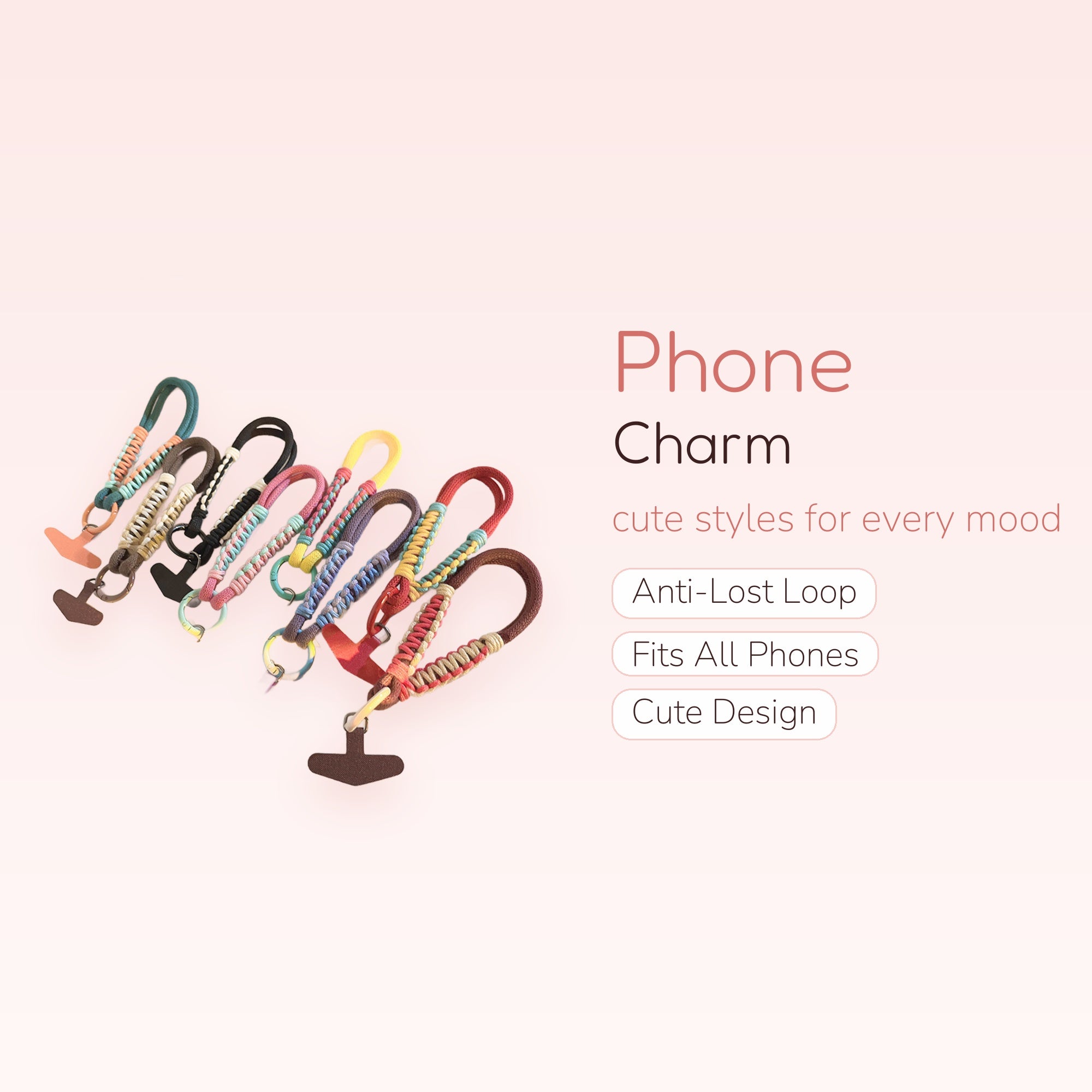 Colorful Braided Rope Phone Charm Strap | Aesthetic Wrist Lanyard for Phone