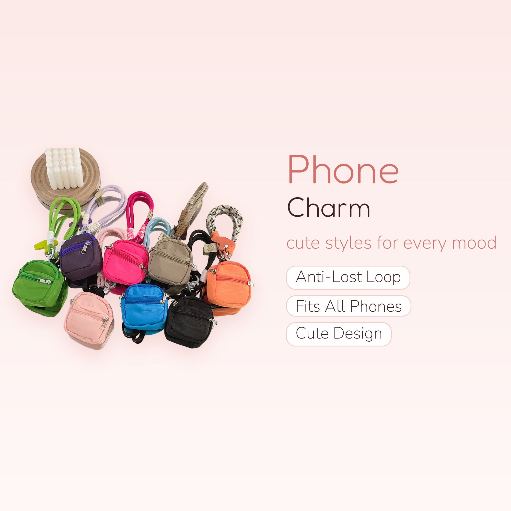 Mini Backpack Phone Charm Wrist Strap | Cute Colorful Keychain Lanyard