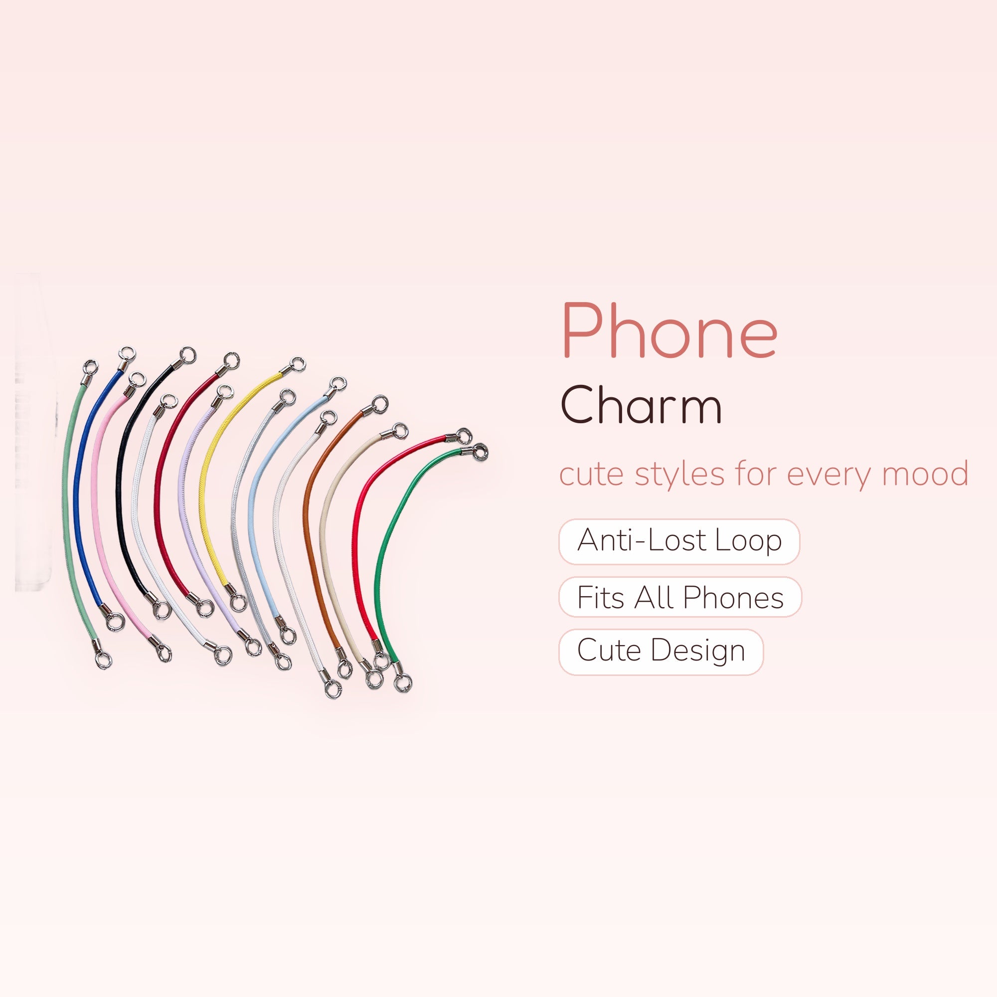 Colorful Braided Rope Phone Charm Straps | Aesthetic Wrist Lanyards with Silver Rings