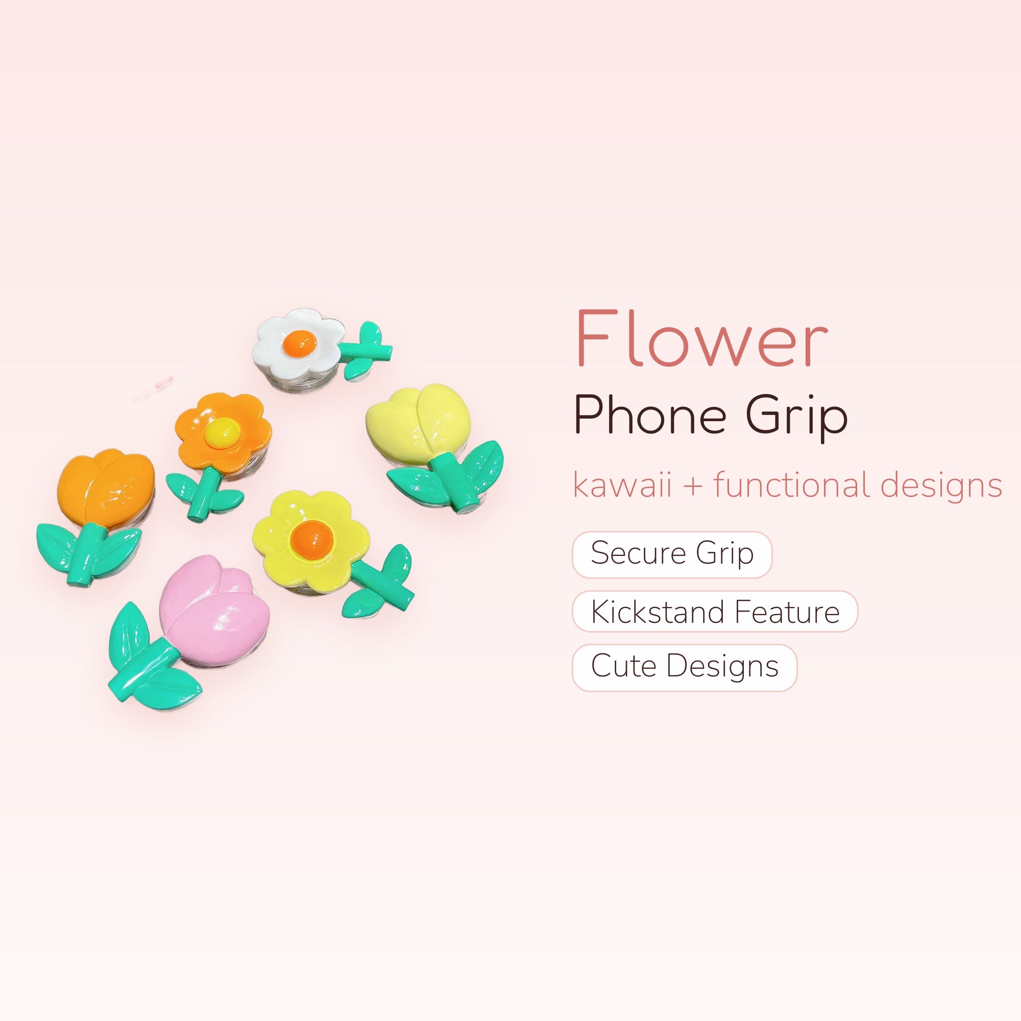 Cute Flower Phone Grip & Stand | Kawaii Pop-Up Phone Holder