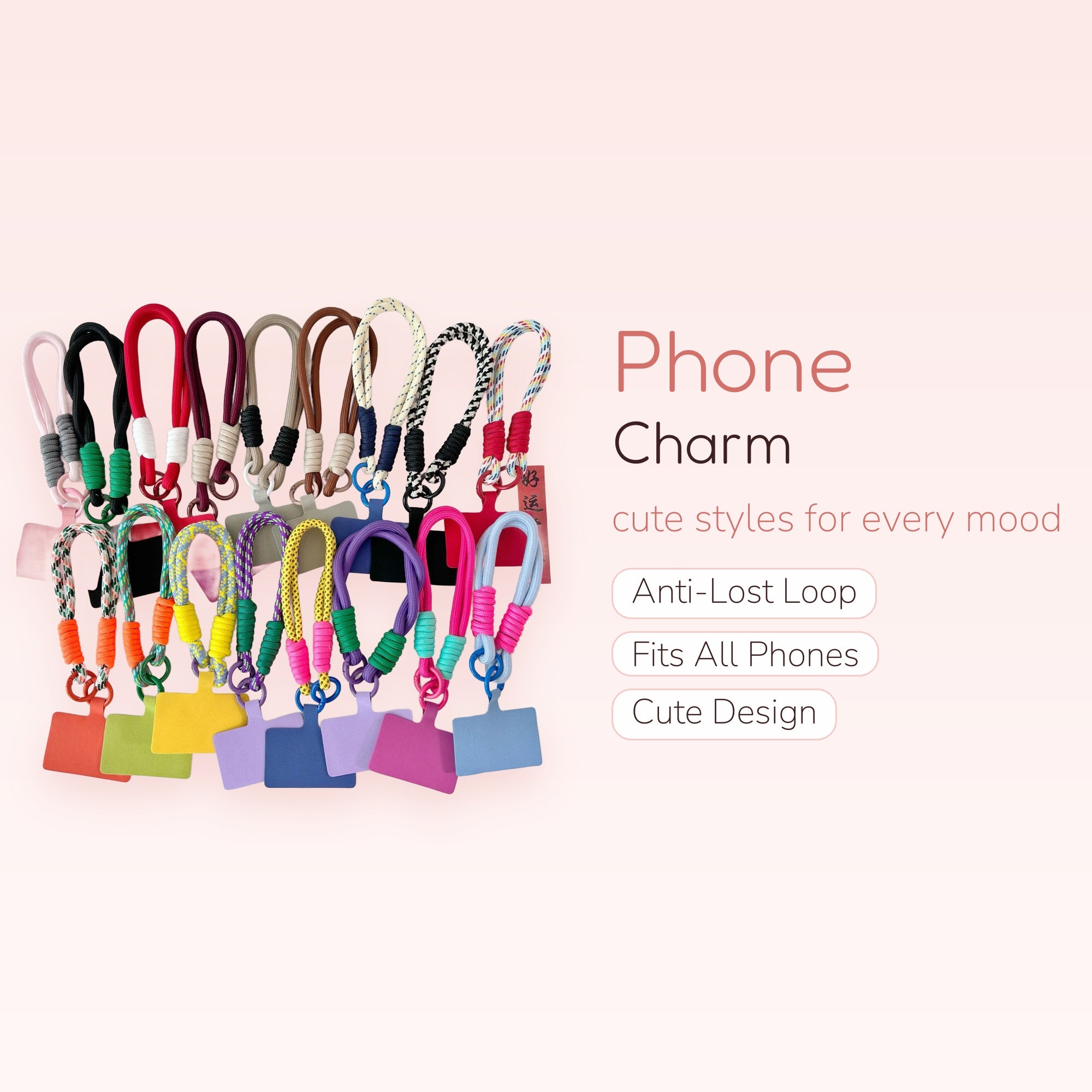 Colorful Rope Phone Charm Lanyard | Adjustable Wrist Strap with Phone Tether