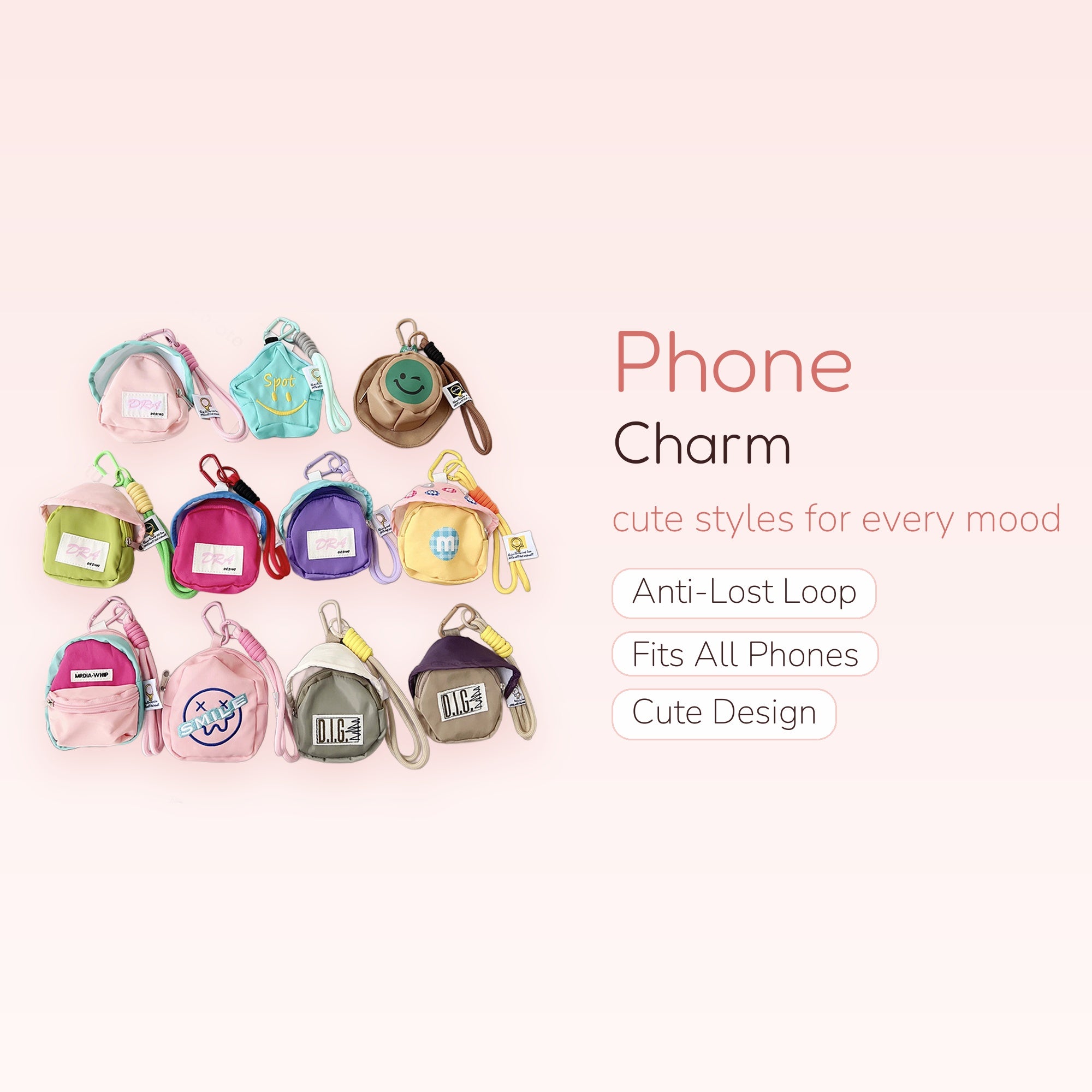 Kawaii Mini Backpack Phone Charm | Cute Coin Purse Keychain Lanyard