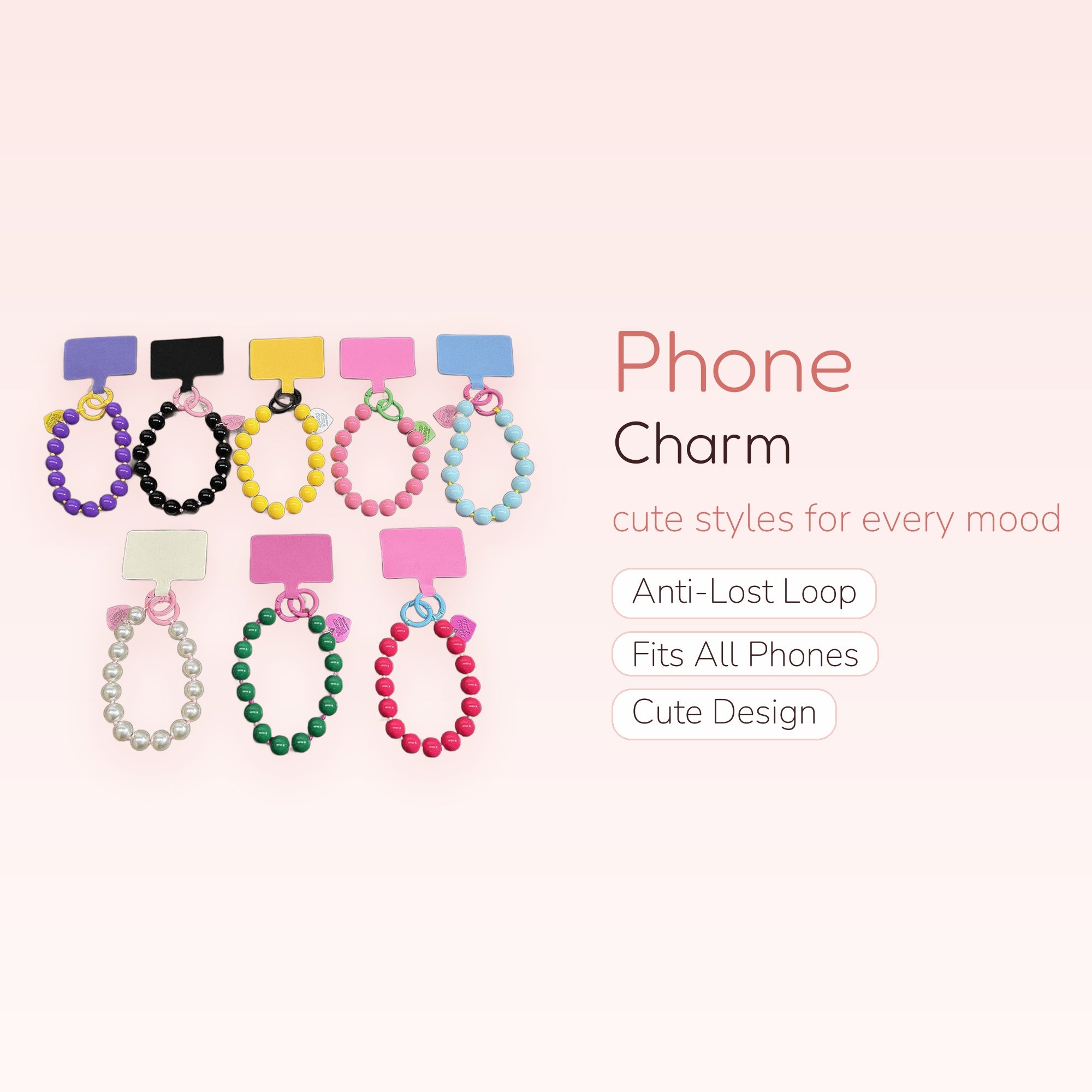 Colorful Beaded Phone Charm Straps | Y2K Aesthetic Wrist Lanyards