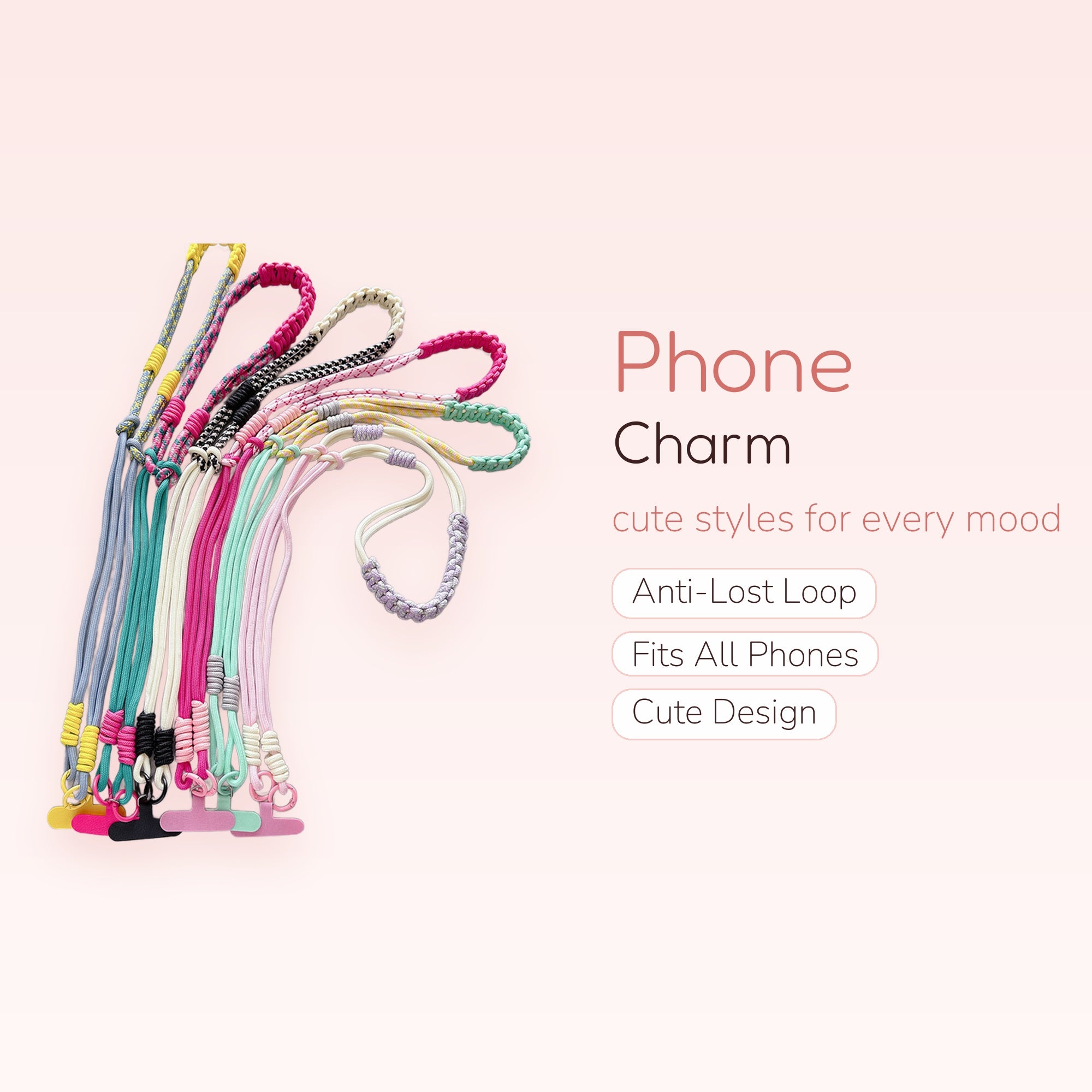 Colorful Braided Rope Phone Lanyard | Aesthetic Adjustable Crossbody Strap