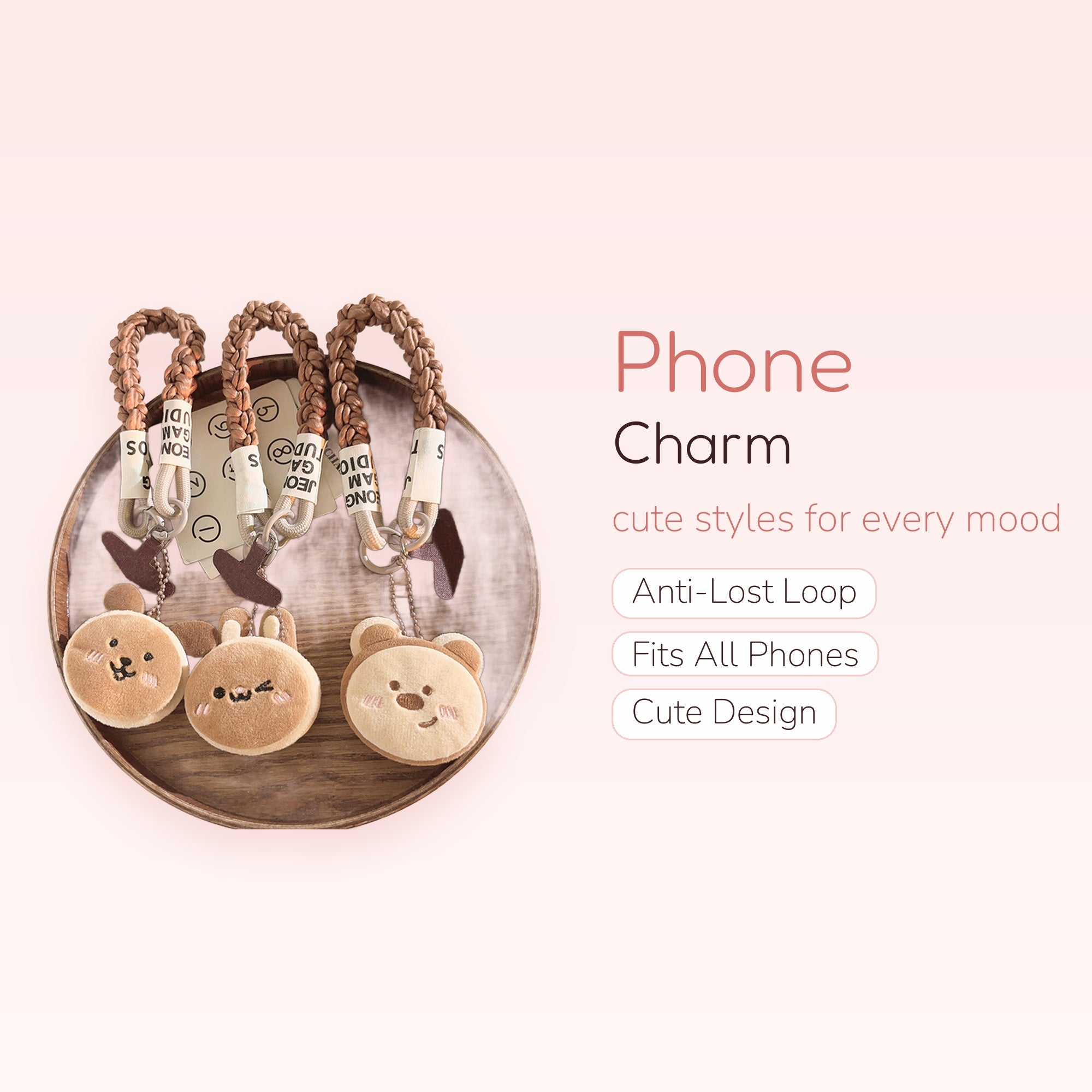 SIMPLYBUBBI — Braided Plush Bear & Bunny Wristlet | Cute Keychain Lanyard