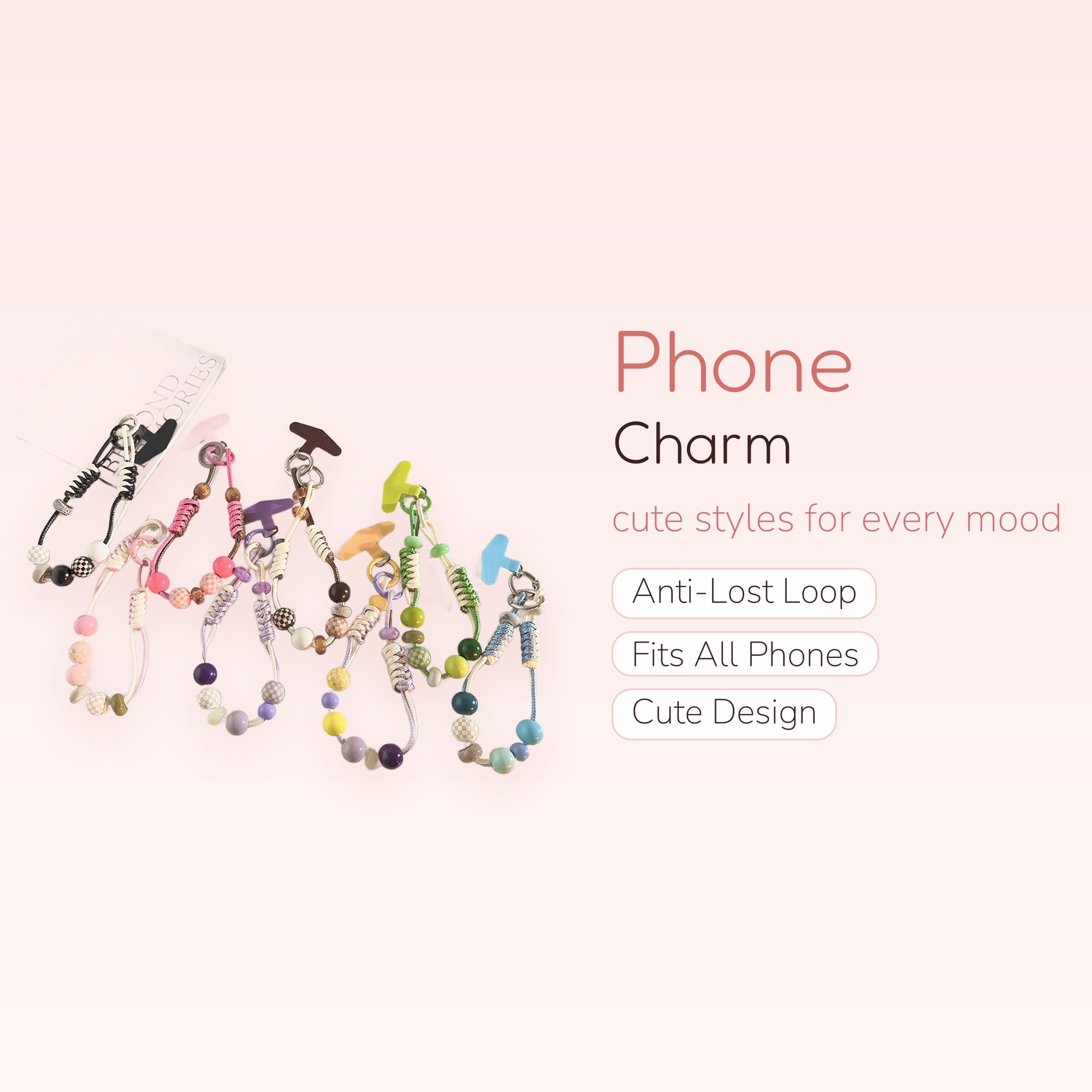 Aesthetic Beaded Phone Charm Strap | Colorful Checkerboard Wrist Lanyard