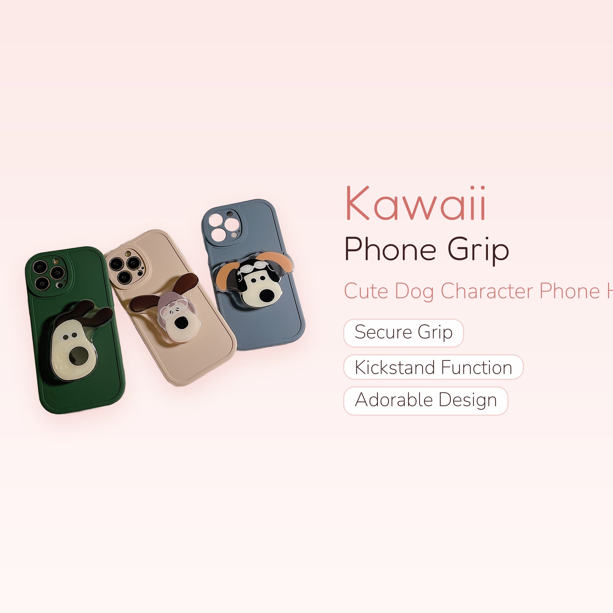 Cute Dog Character Phone Grip | Kawaii Cartoon Phone Holder Stand
